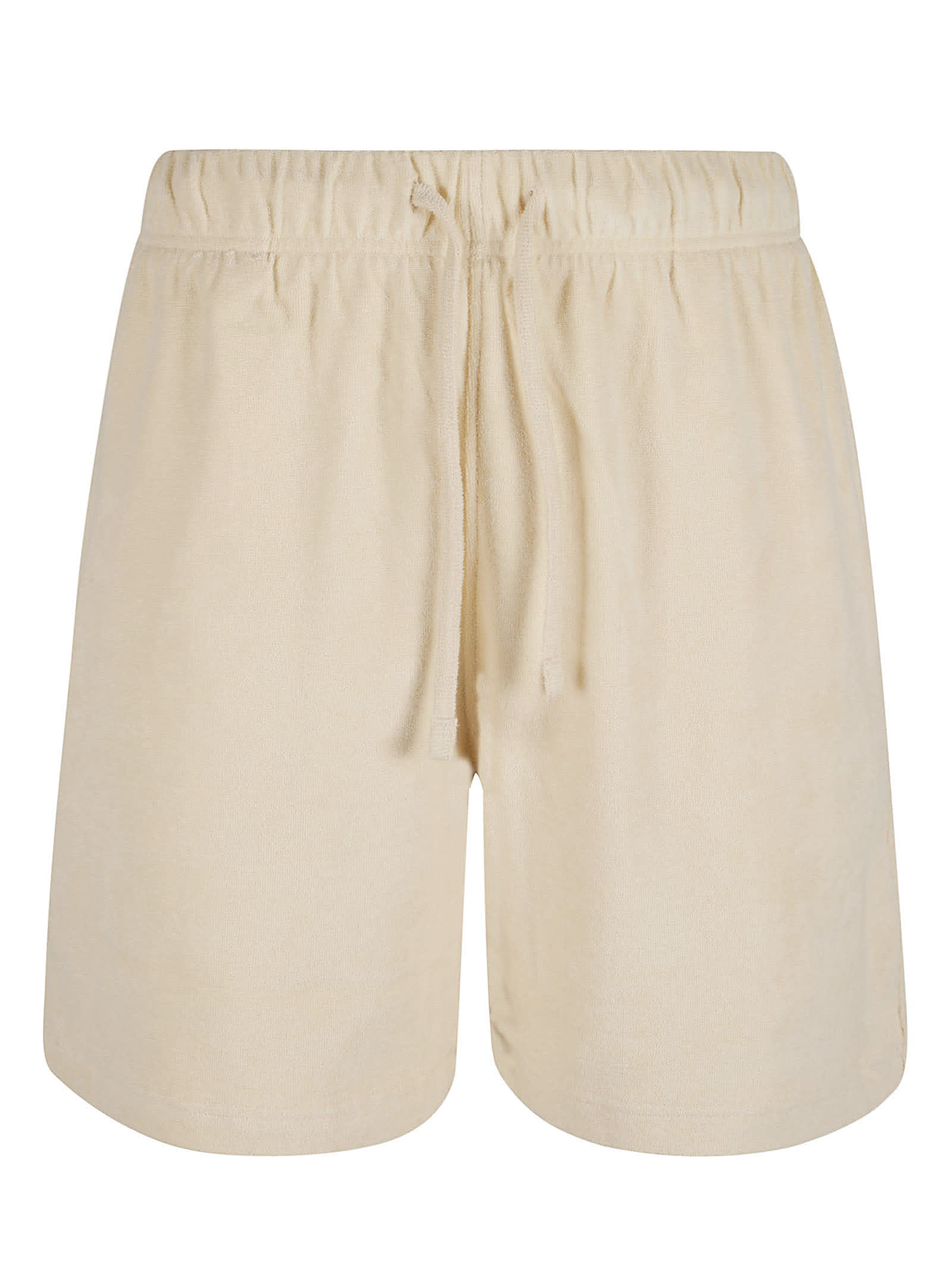 Shop Burberry Drawstring Waist Signature Logo Embroidered Shorts In Calico