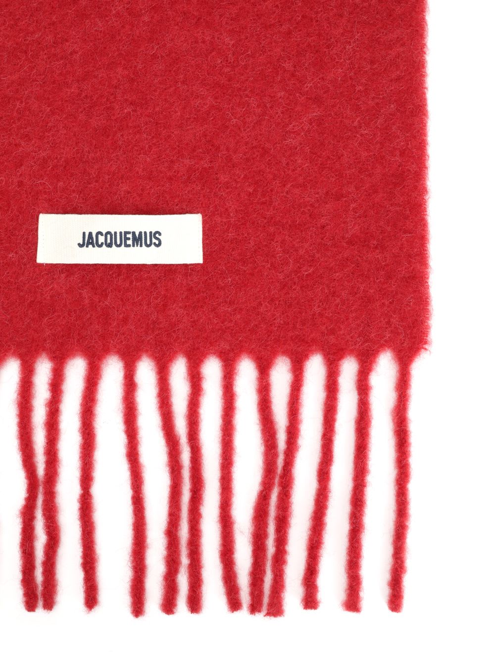 Jacquemus Long Red Scarf With Fringed Ends And Subtle Branding In Red