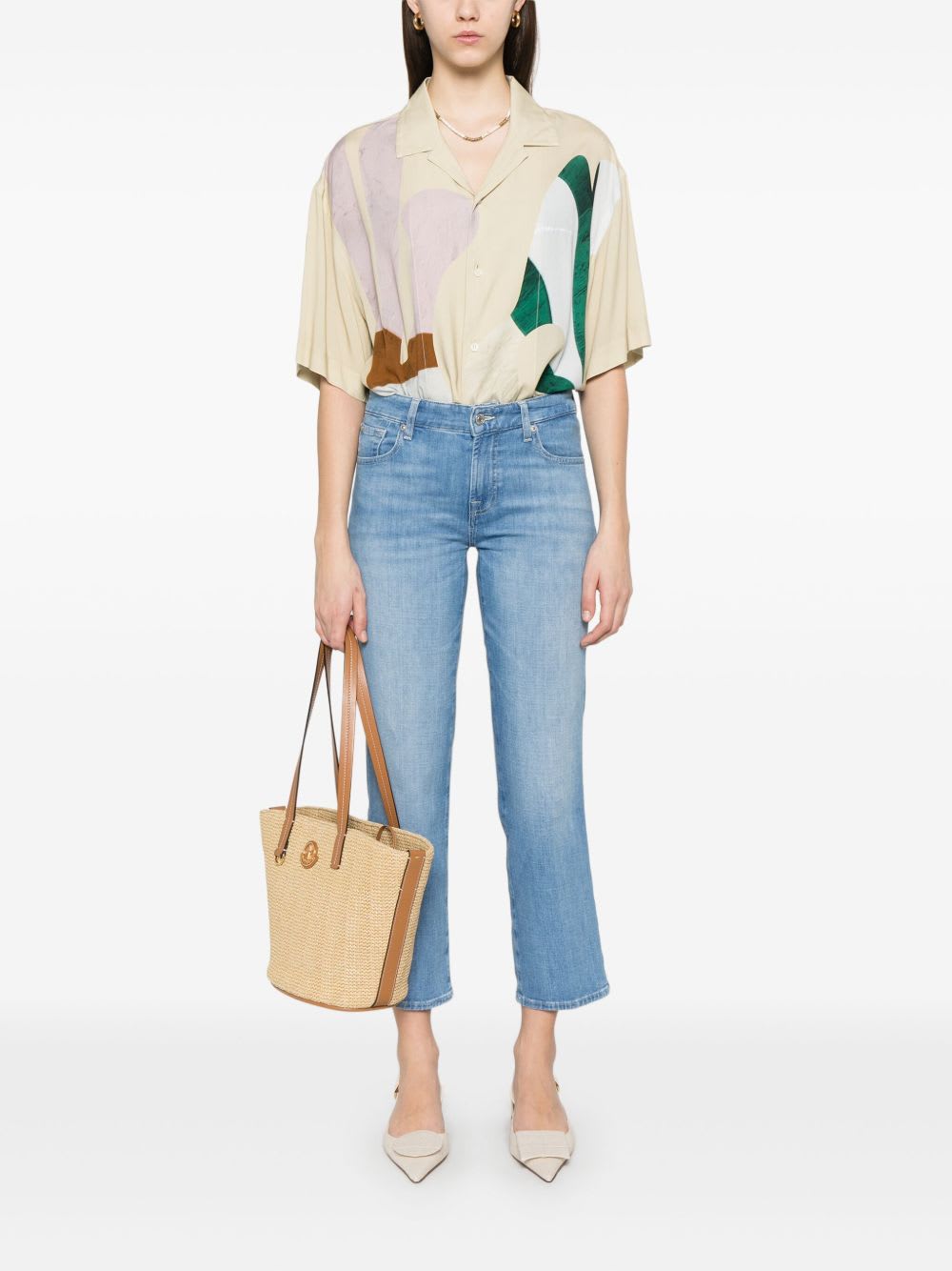 7 For All Mankind Calie Straighnt Cropped Jeans In Blue