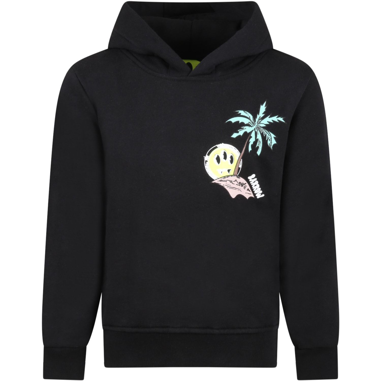 Shop Barrow Black Sweatshirt For Kids With Palm Tree And Smiley In Nero