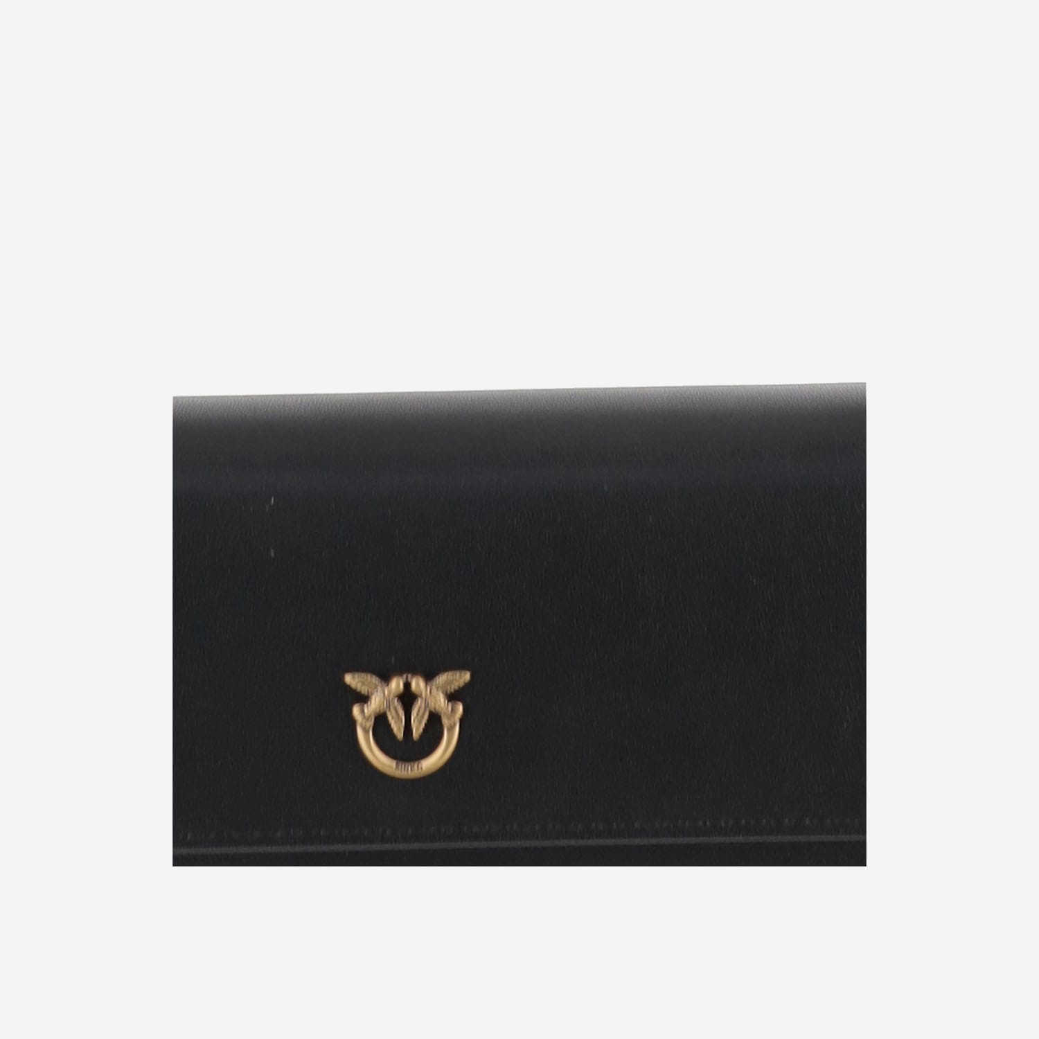 Pinko Love Birds Leather Clutch Bag In Black