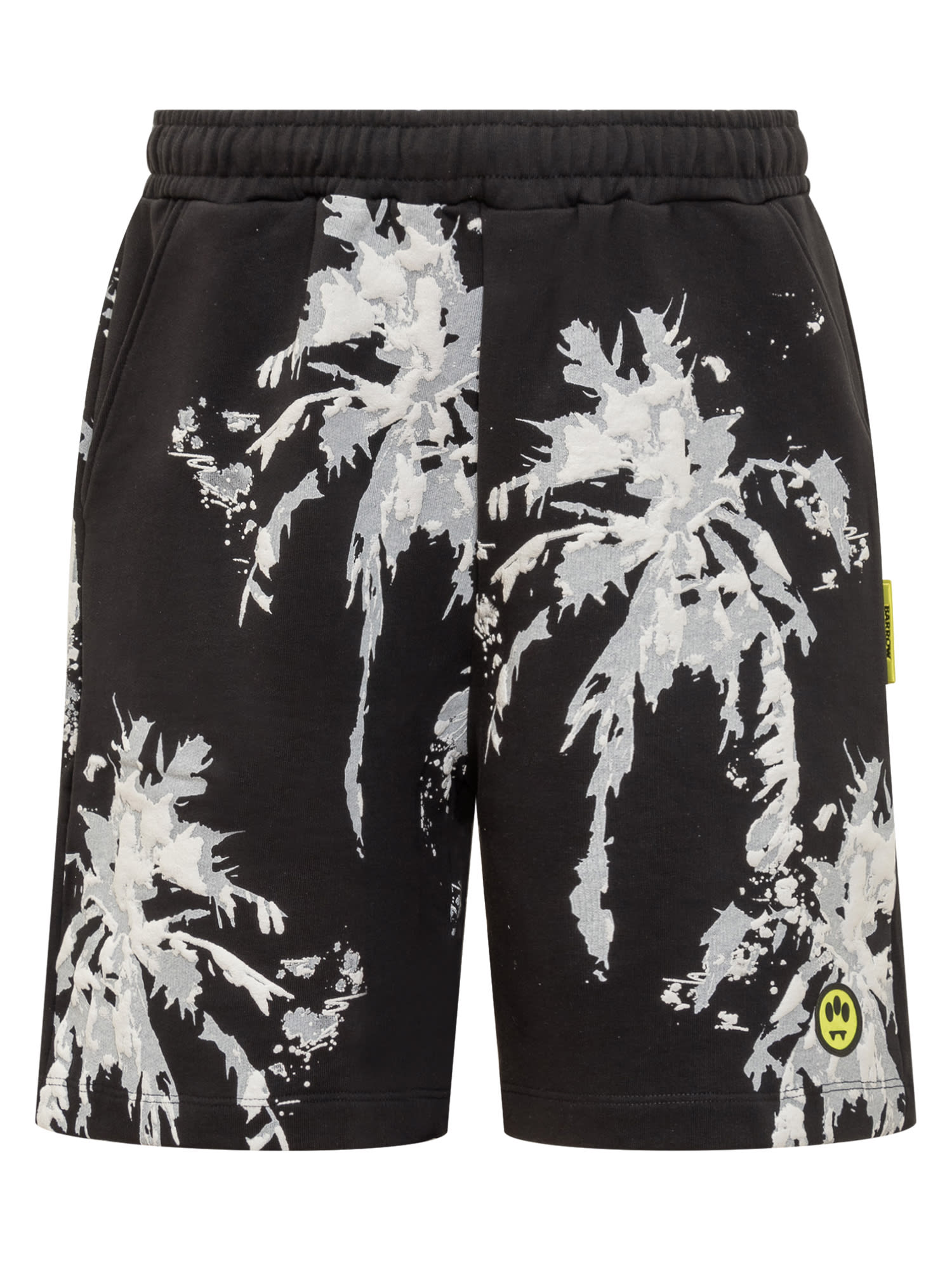 Shop Barrow 3d Palm Shorts In Nero/black