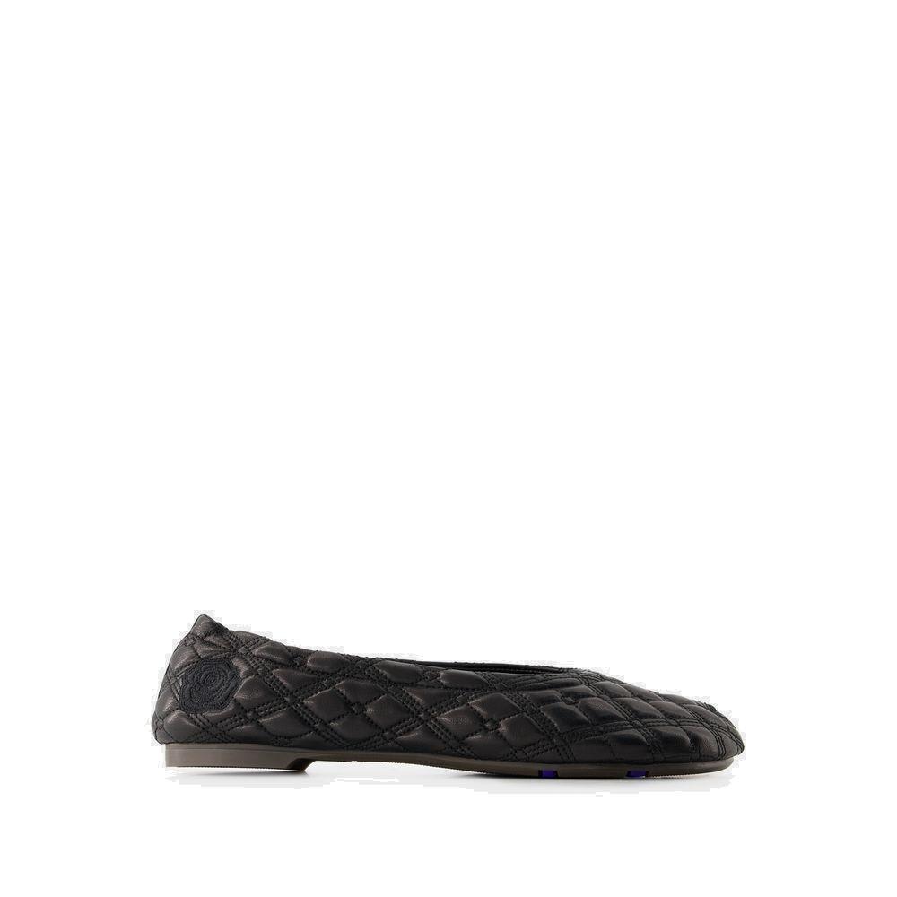 Shop Burberry Equestrian Knight-embroidered Quilted Ballerina Shoes In Black