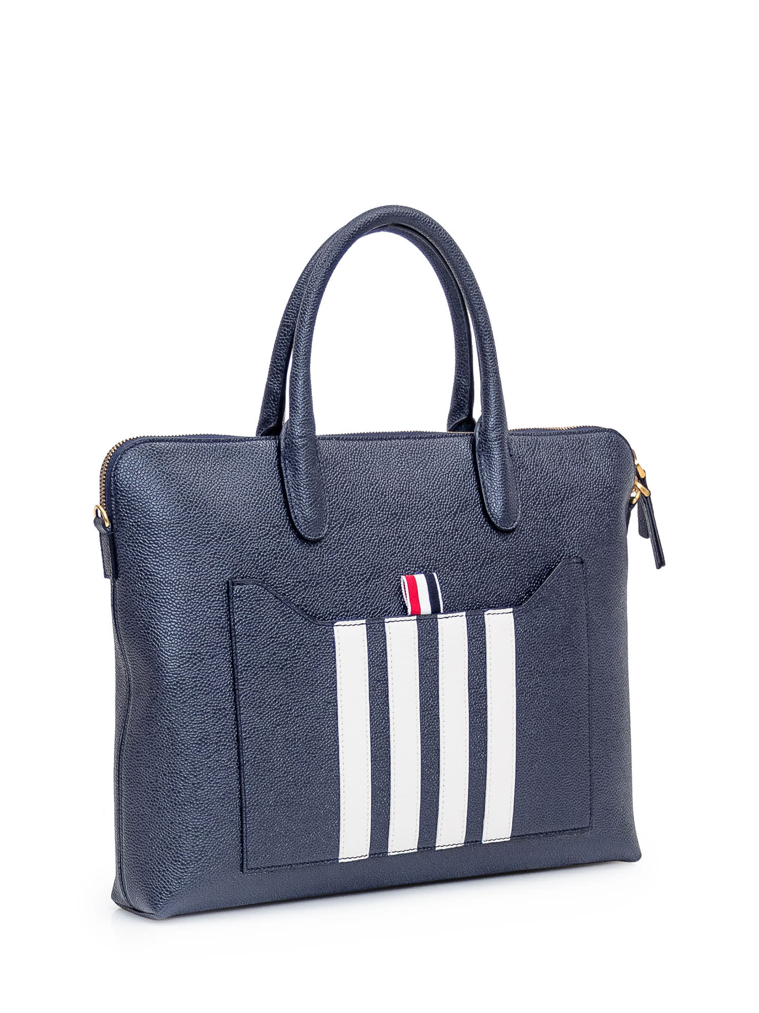 Shop Thom Browne Bag With Logo In Navy