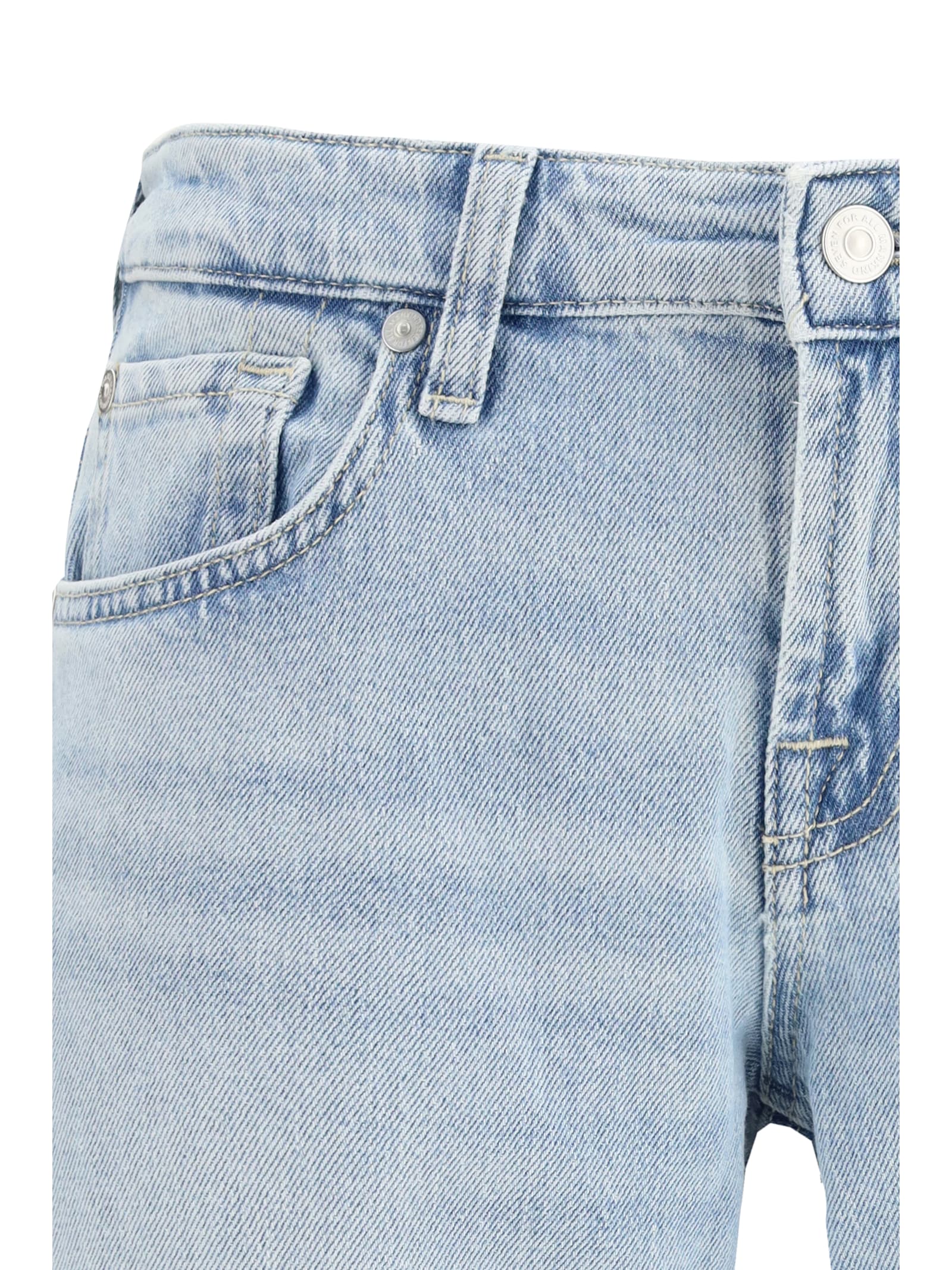 7 For All Mankind Low Straight Jeans In Blue