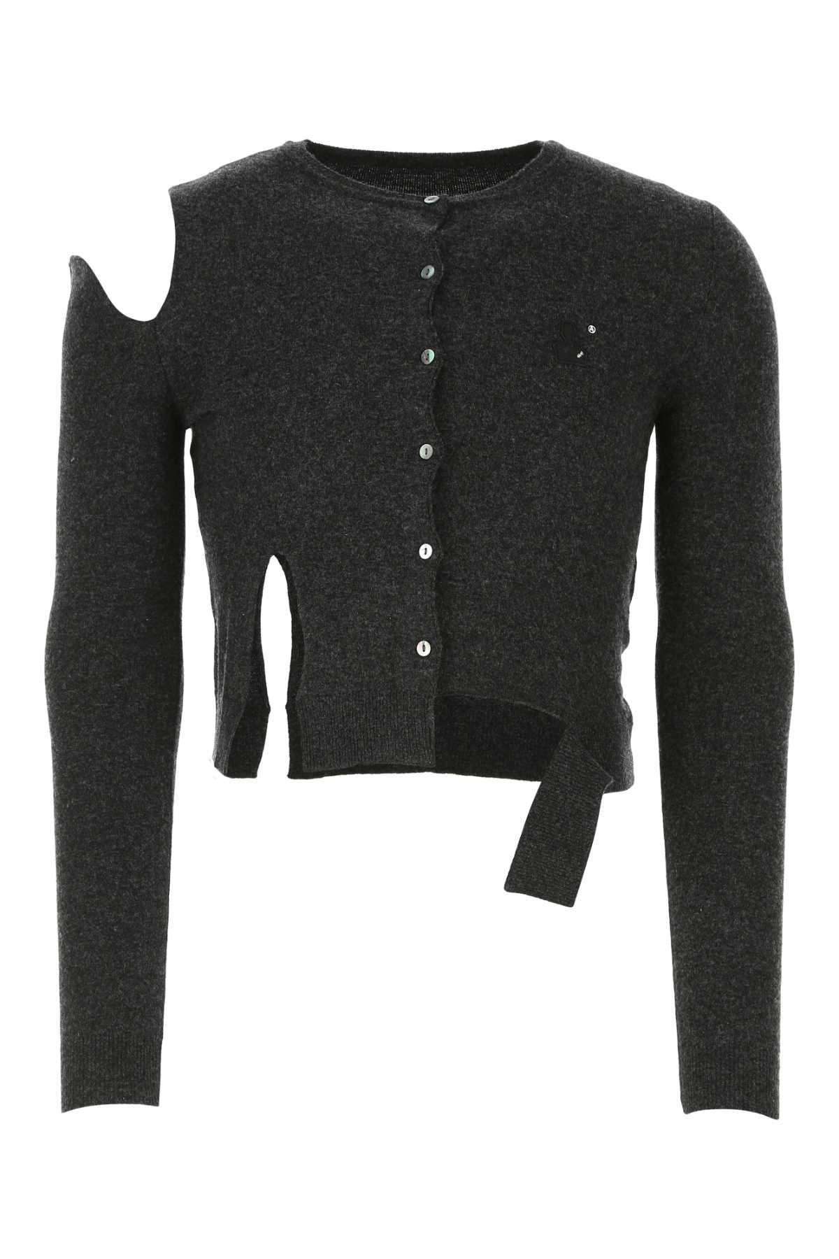 Shop Ader Error Black Wool Blend Cardigan In Chcoal