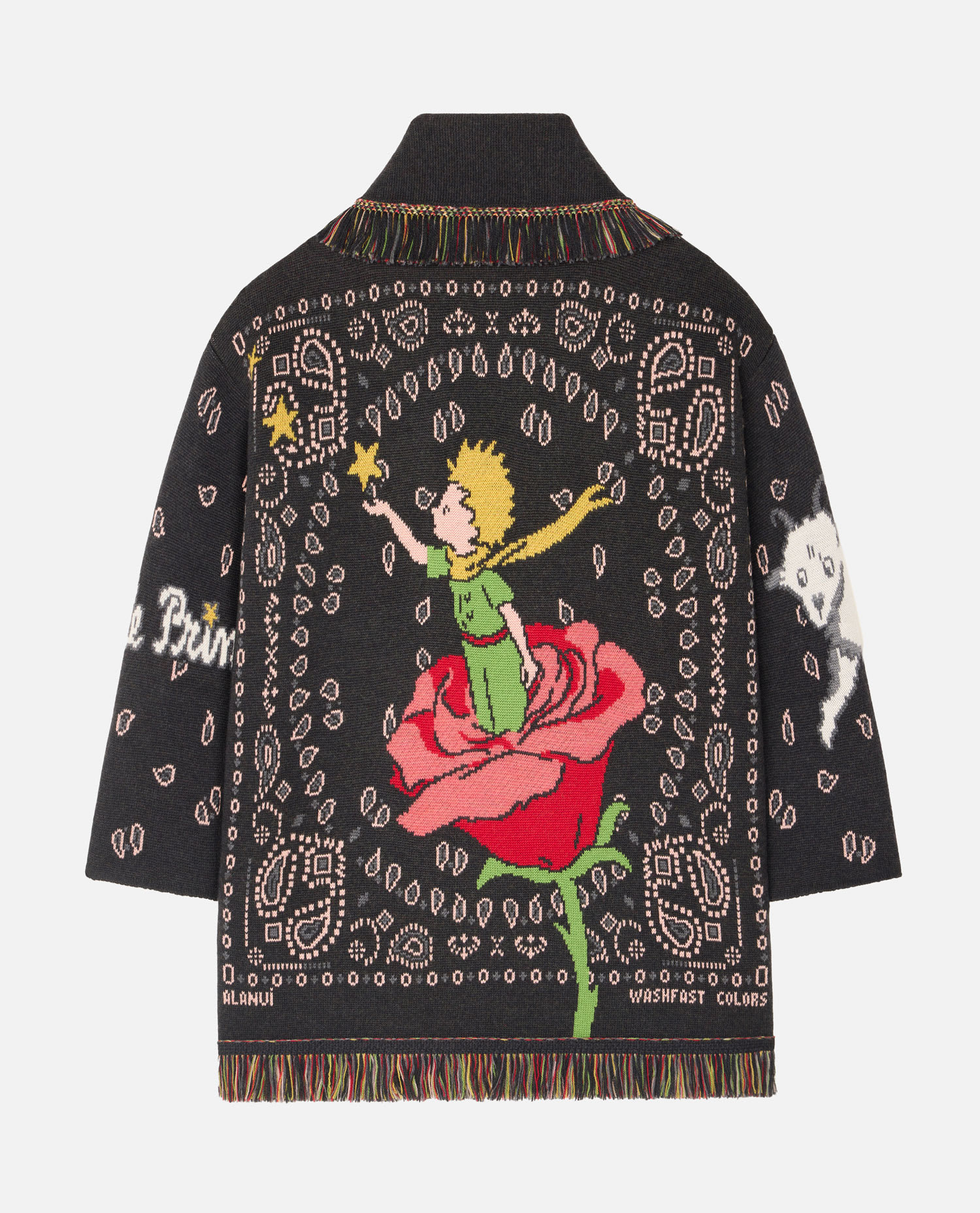 Alanui Little Prince Cardigan Mit Bandana-fransen In Black