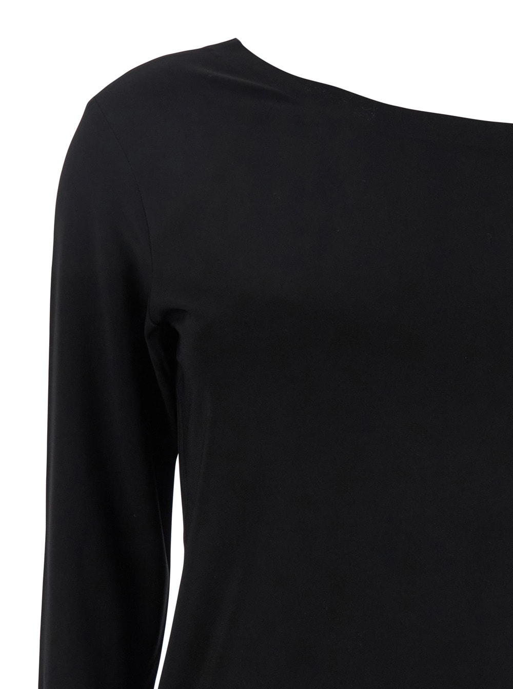 Norma Kamali Black Off-shoulder Top In Tech Fabric Stretch Woman In Black