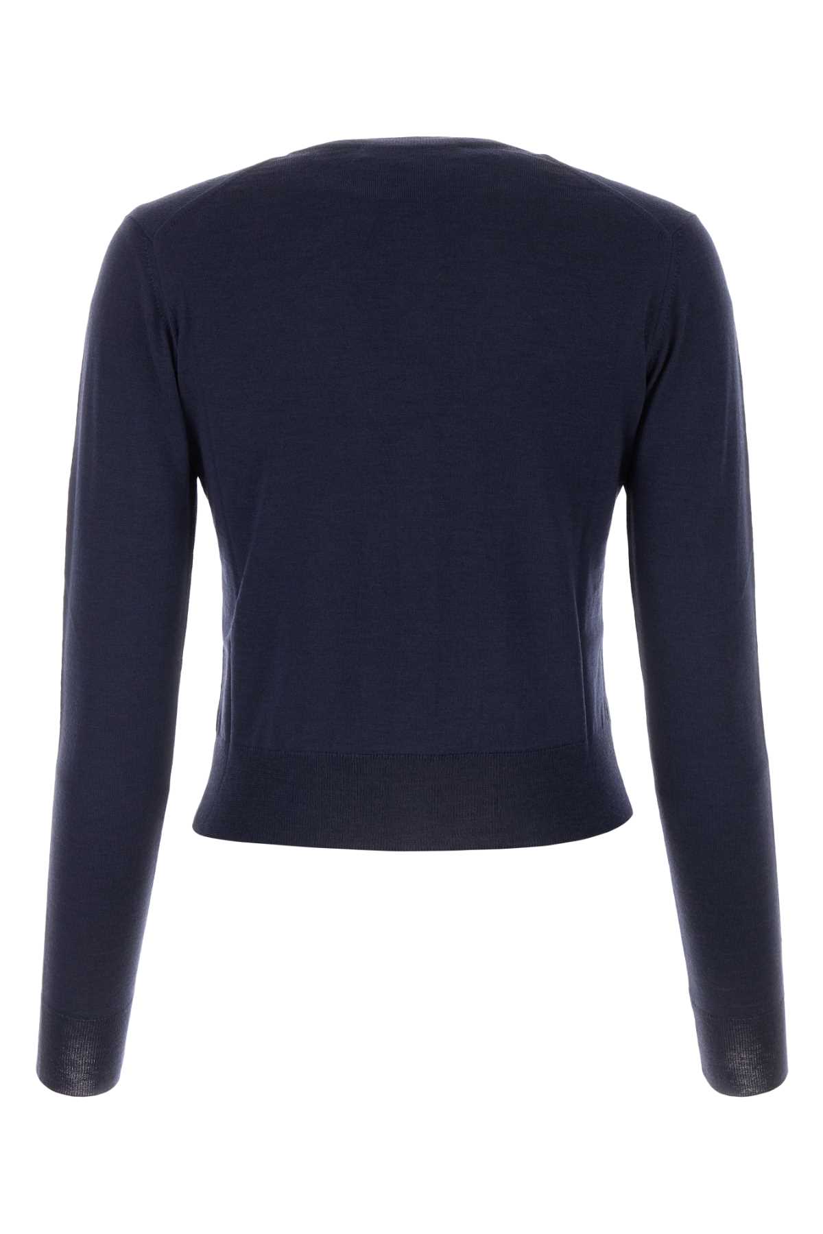 Maison Kitsuné Navy Blue Wool Cardigan In Blue