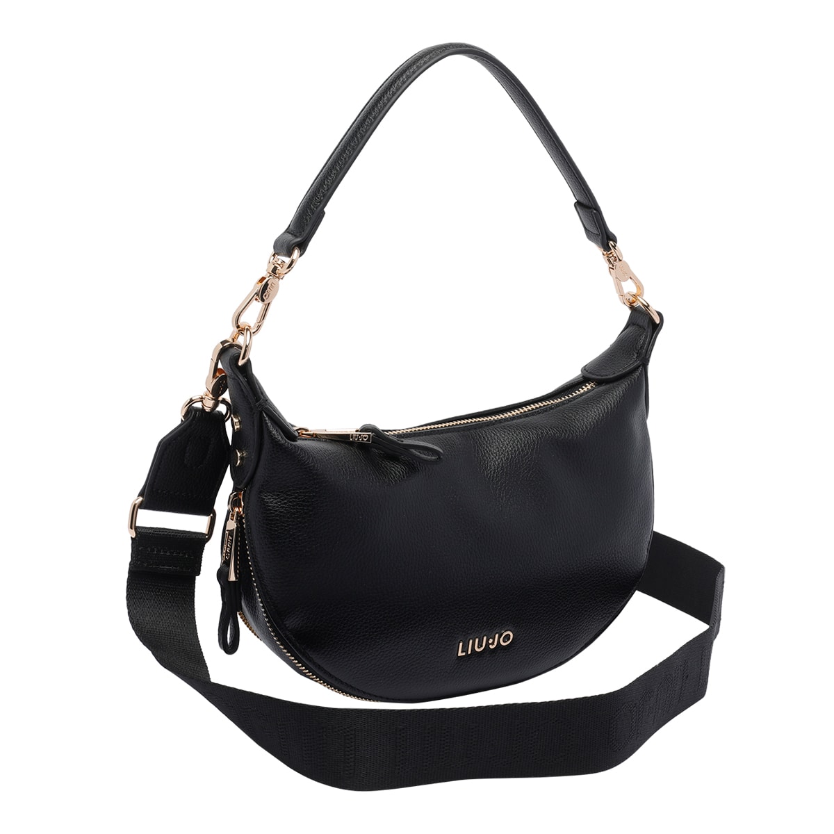 Liu •jo Logo Small Hobo Bag In Black