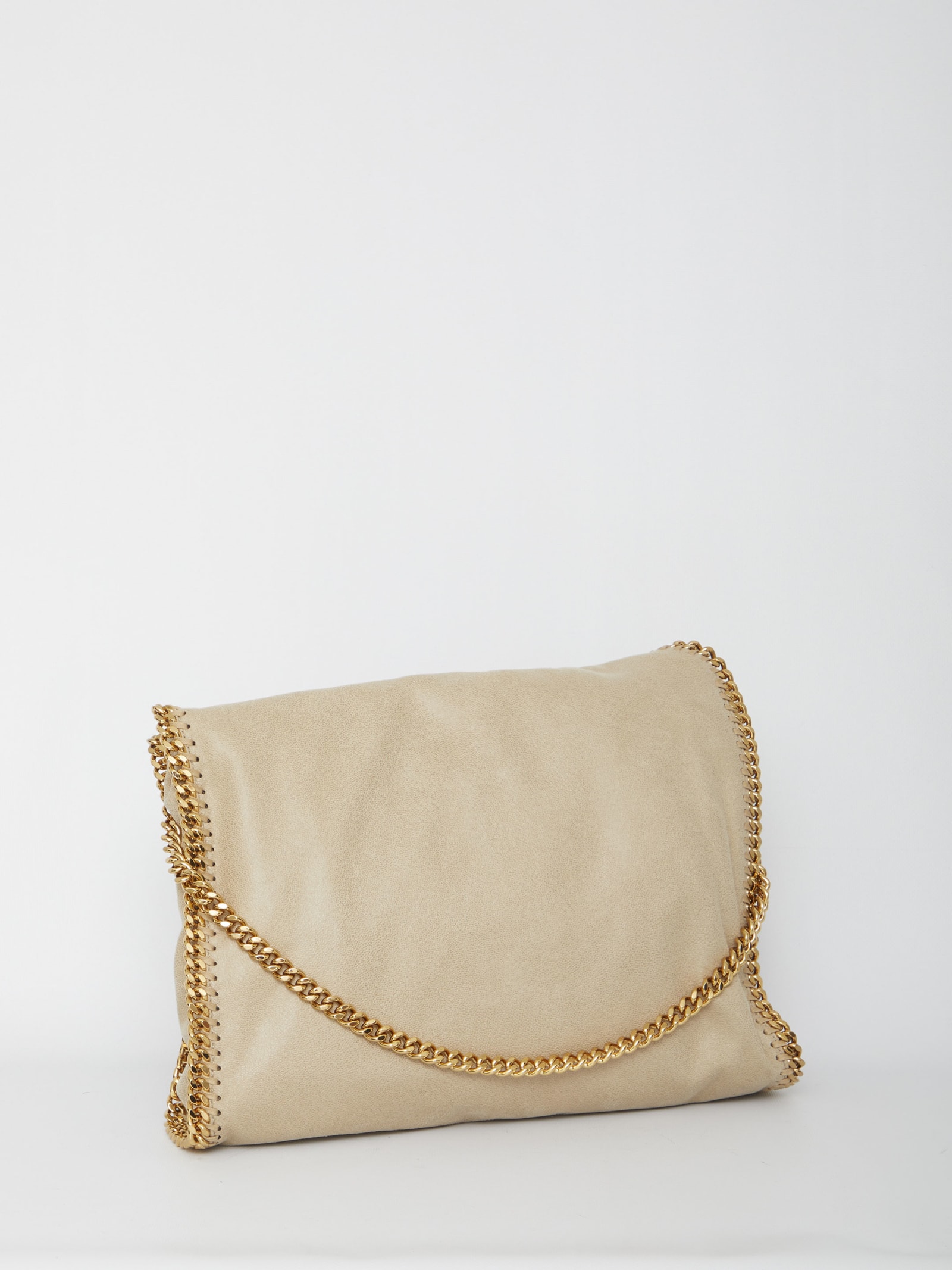 Shop Stella Mccartney Falabella Fold Over Tote Bag In Butter Cream