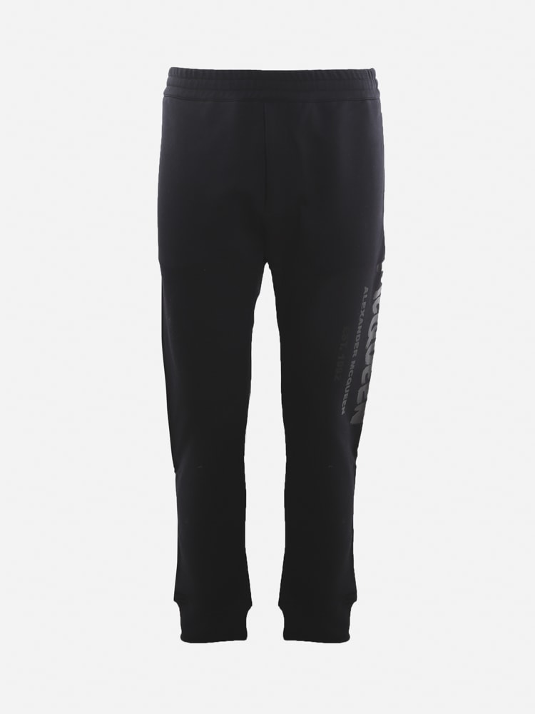 Alexander McQueen Cotton Trousers With Tone-on-tone Graffiti Print