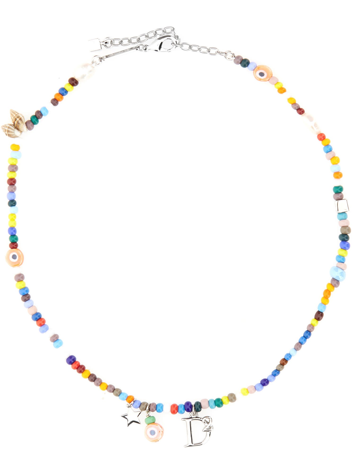 DSQUARED2 NECKLACE WITH BEADS AND SHELLS