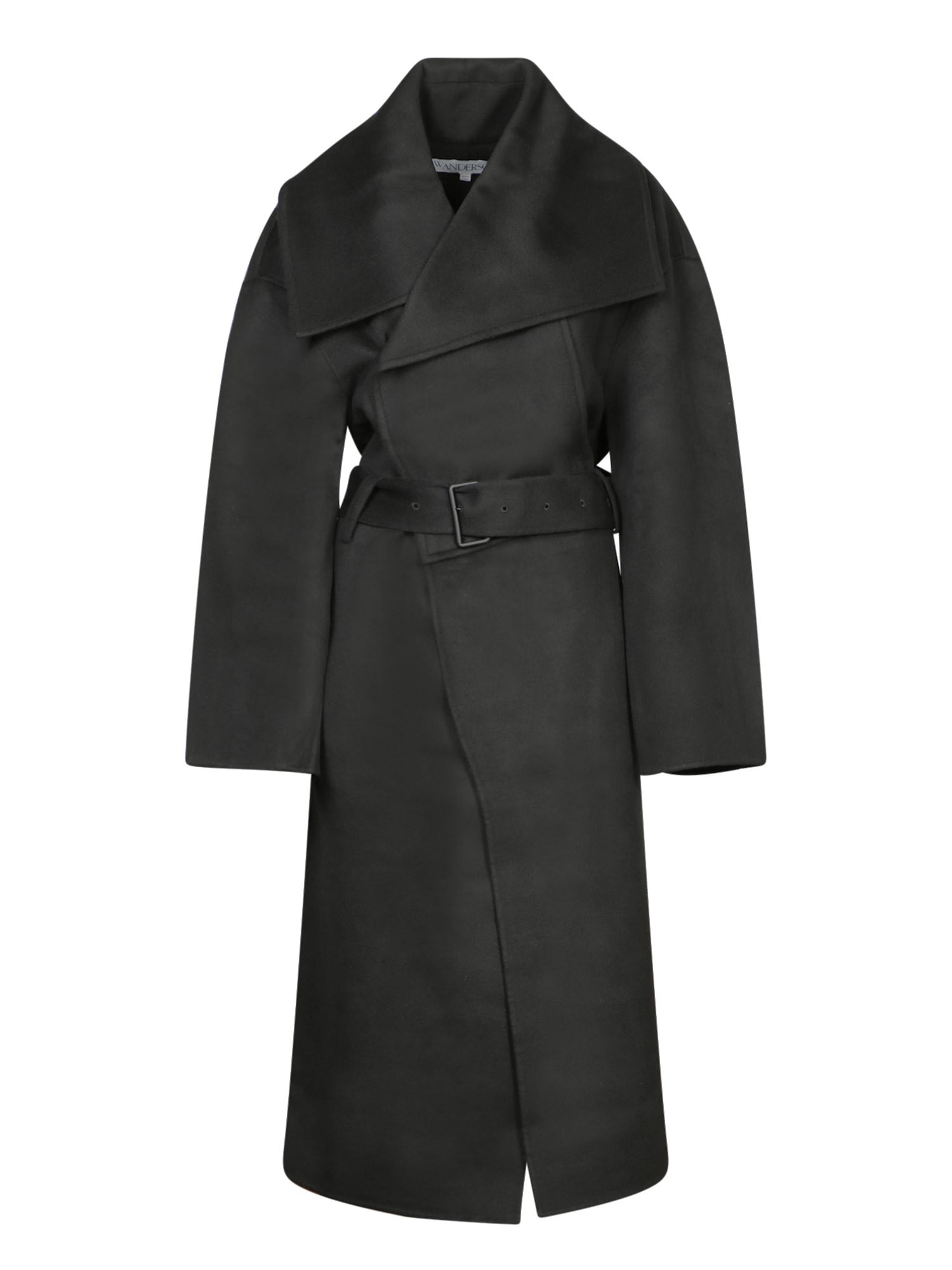 Shop Jw Anderson Black Wool Wrap Coat