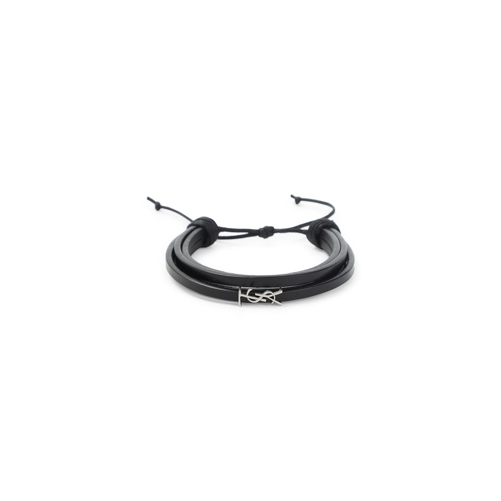 Saint Laurent Cassandre Multi-strand Leather Bracelet Accessories In Black