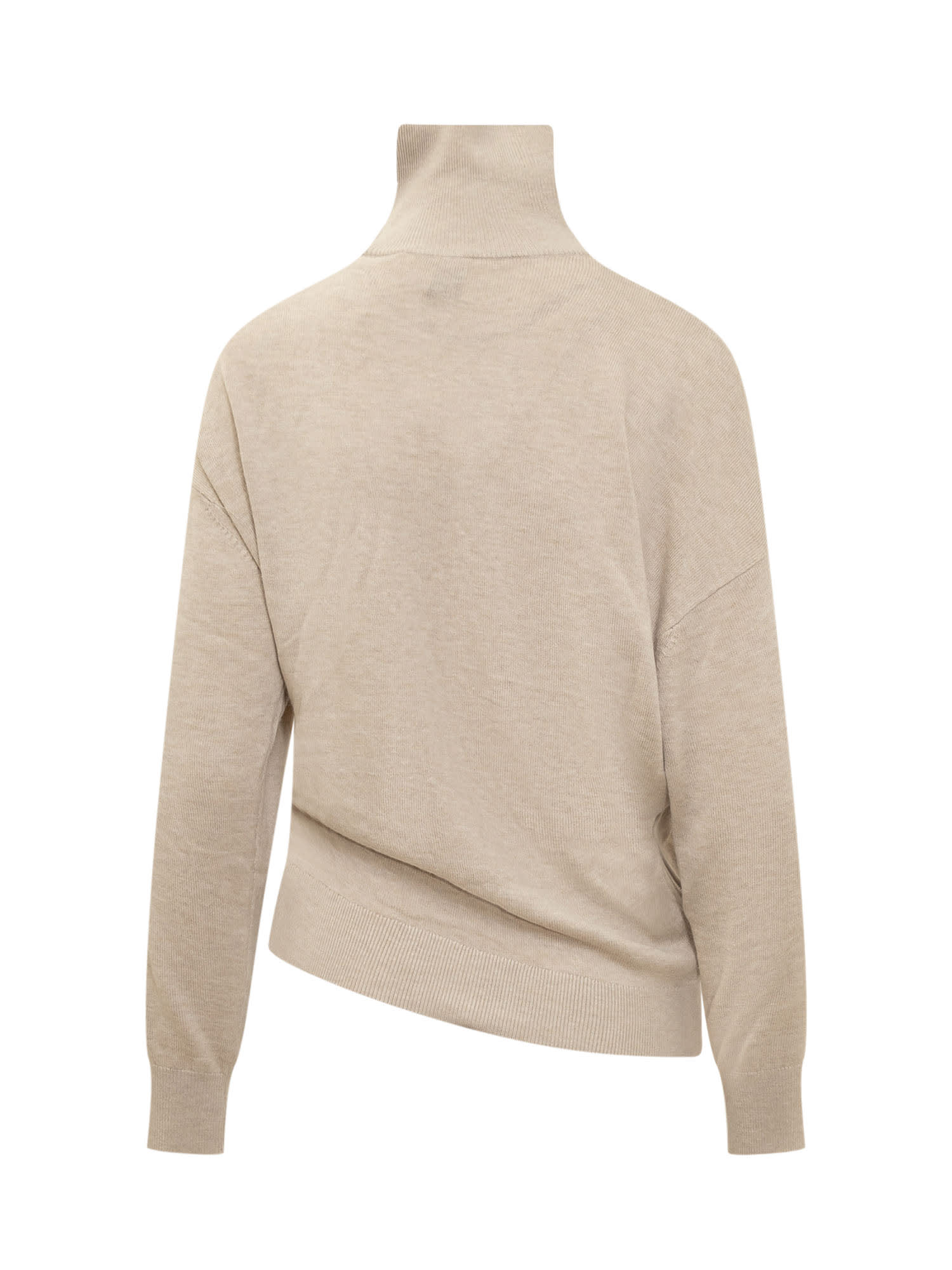 Isabel Marant Asymmetric-hem Roll-neck Jumper In Beige