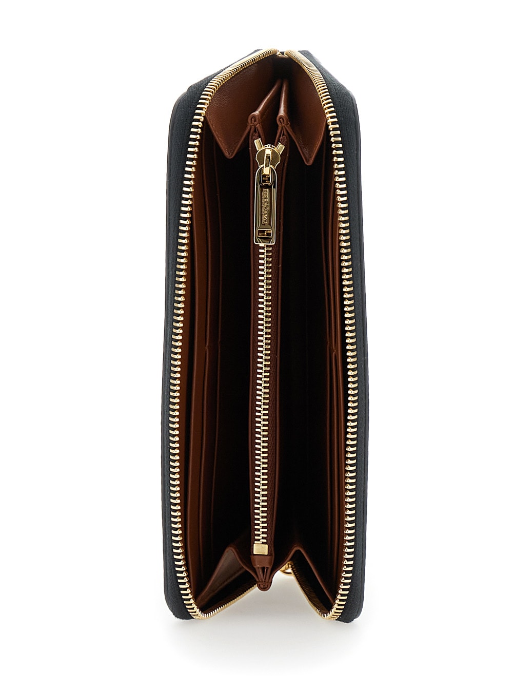 Ferragamo 'continental' Black Wallet With Logo Lettering On The Front In Leather Woman In Black