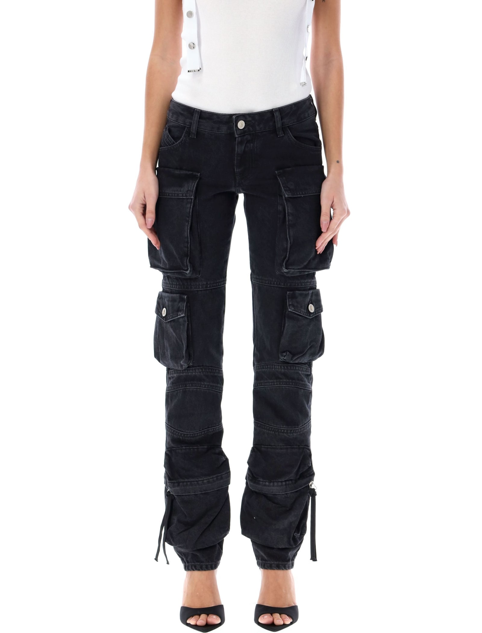 Shop Attico Essie Cargo Jeans In Black