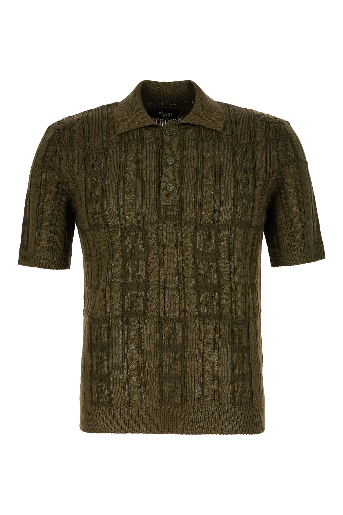 Shop Fendi Military Green Polyurethane Blend Polo Shirt