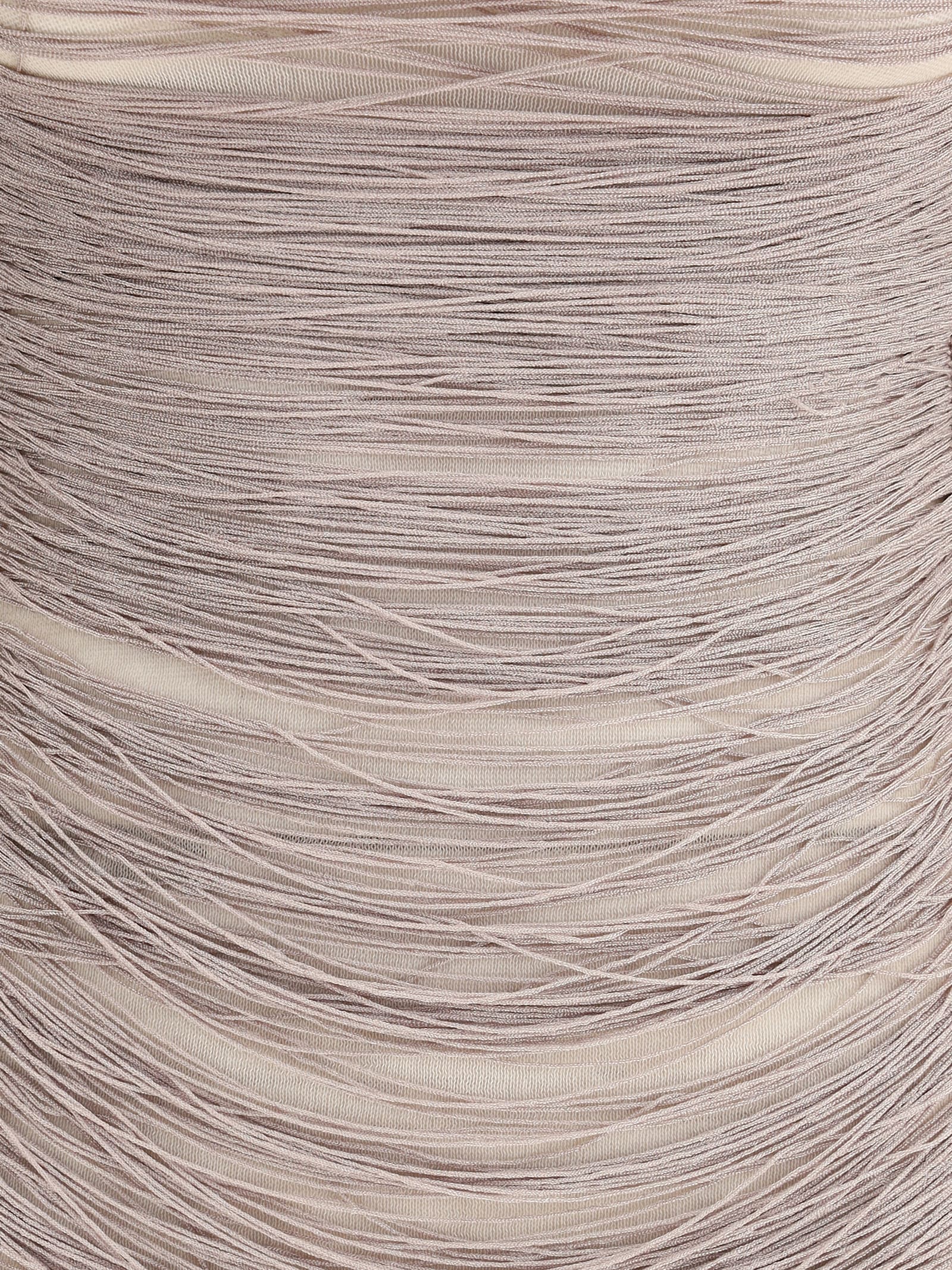 Attico Fringed Mini Dress Sheer Spaghetti Straps In Neutral