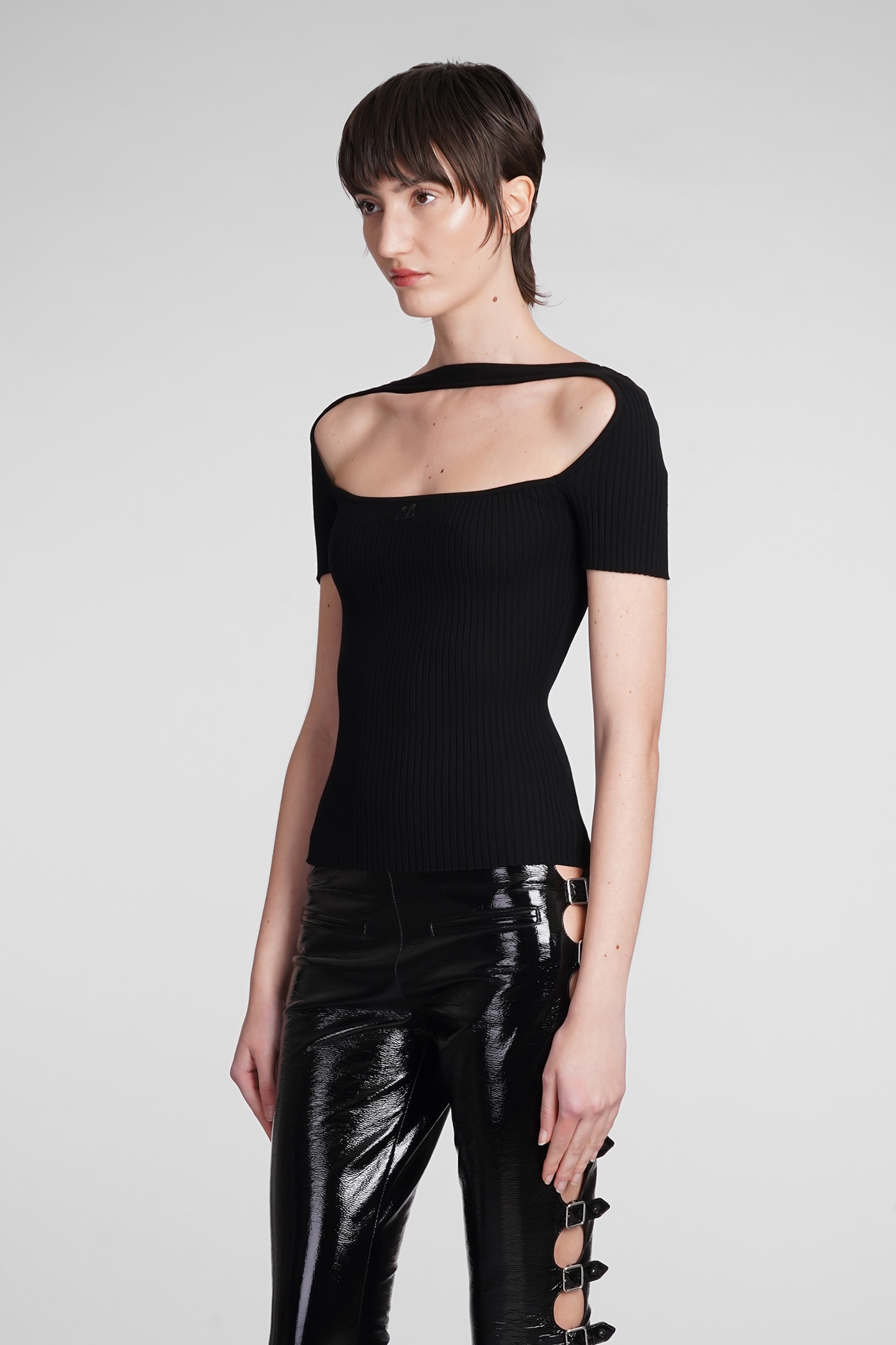 Shop Courrèges Topwear In Black Viscose