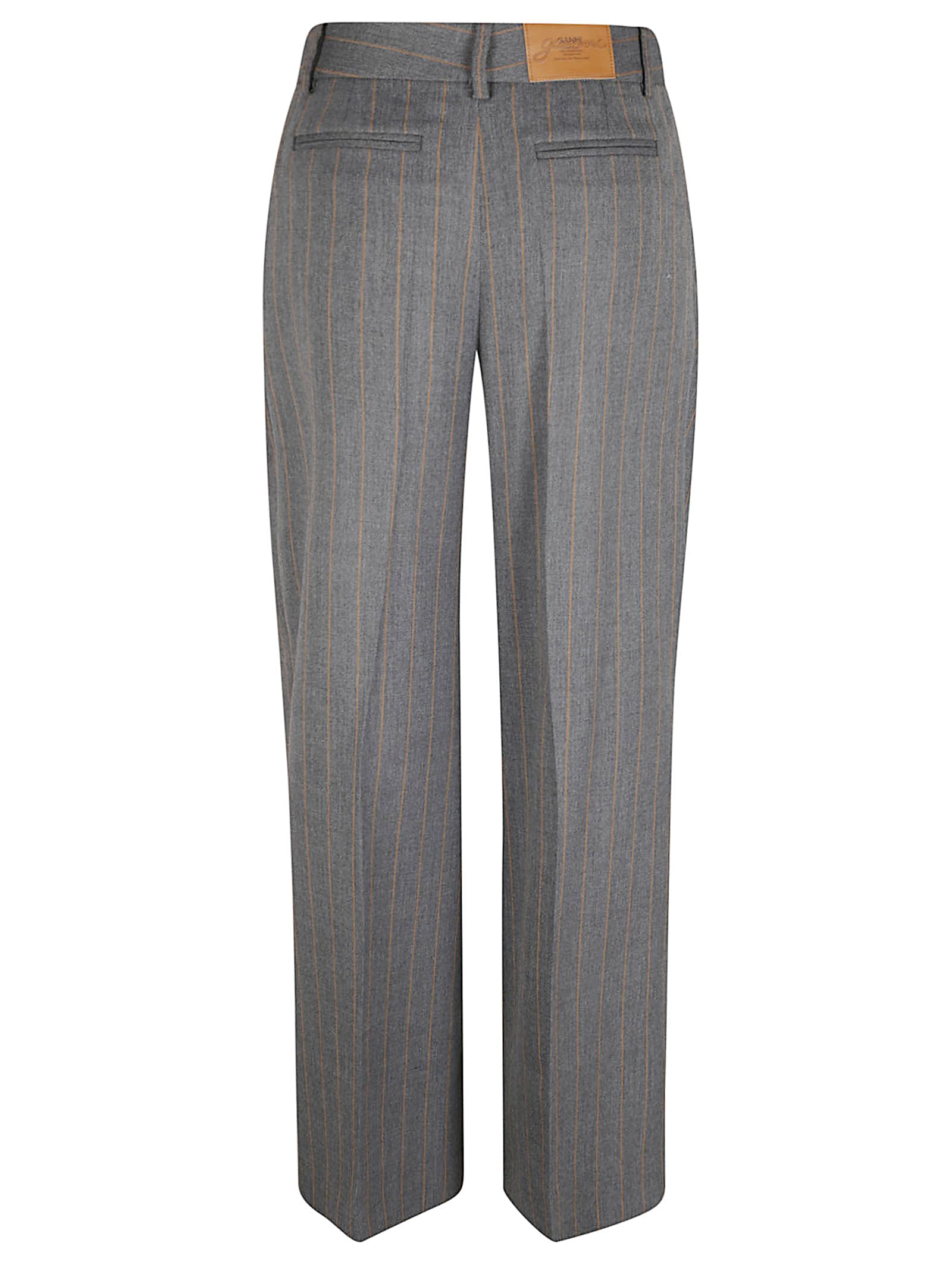 Ganni Striped Pattern Trousers In Gray