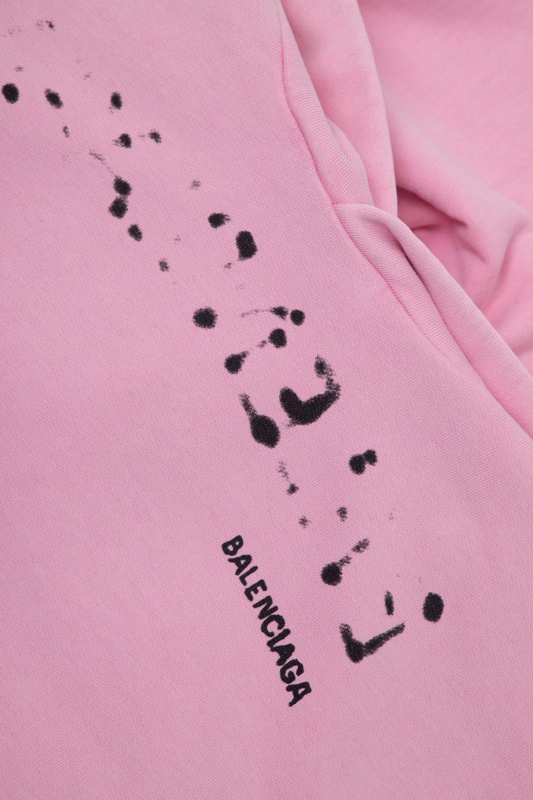 Shop Balenciaga Logo Printed Long Sleeved Hoodie In Pink