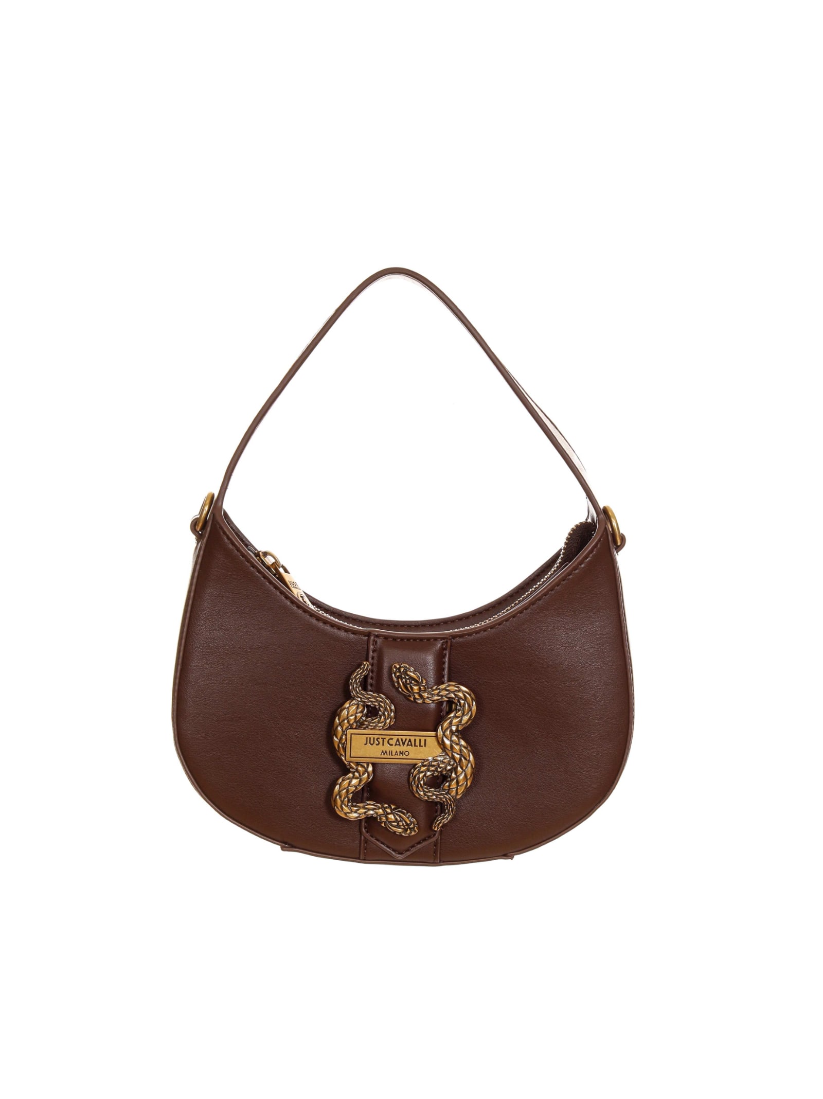 Just Cavalli Iconic Snake Two-way Bag In Brown