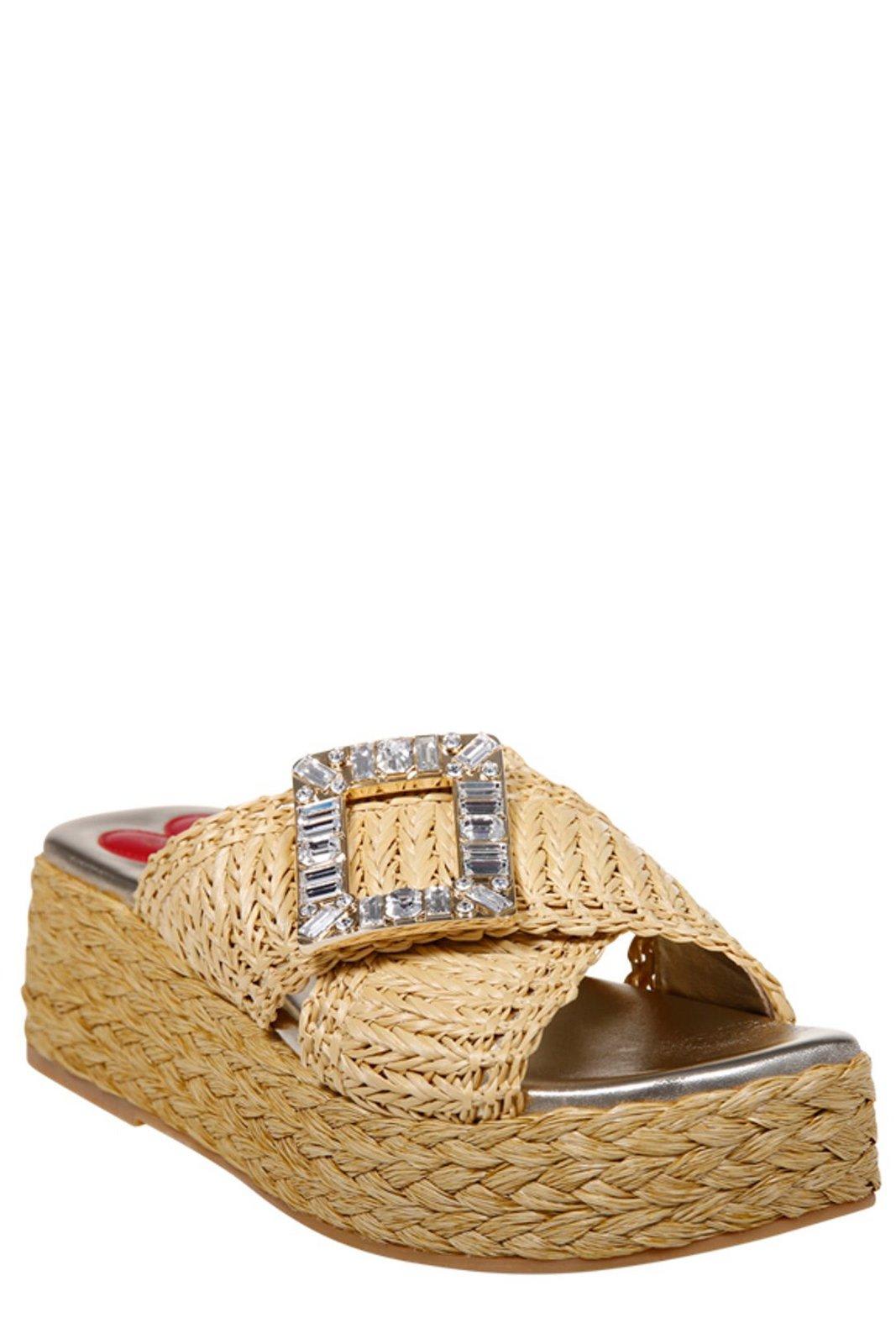 Roger Vivier Embellished Platform Mules In Brown