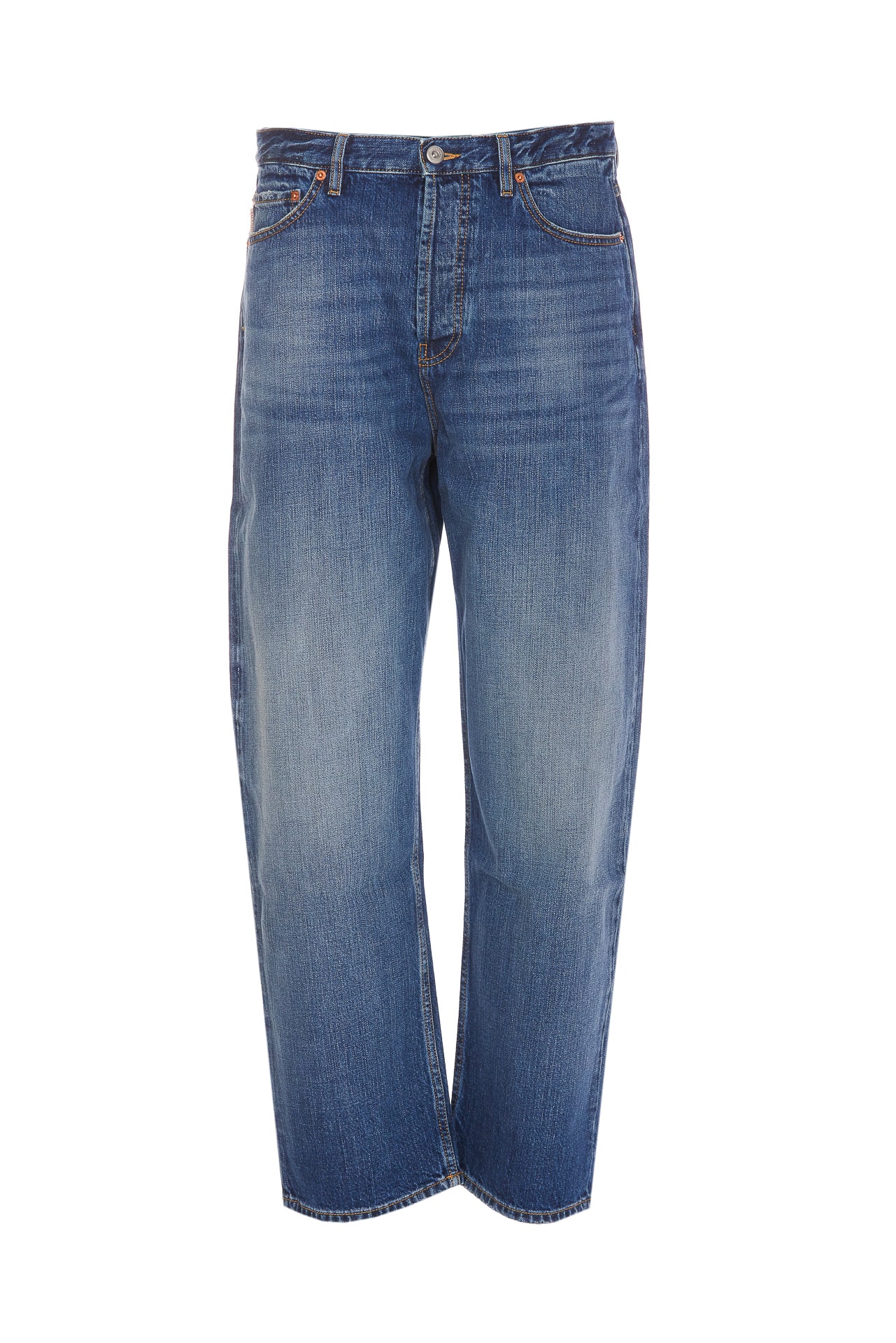 Shop Valentino Denim Pants In Blue