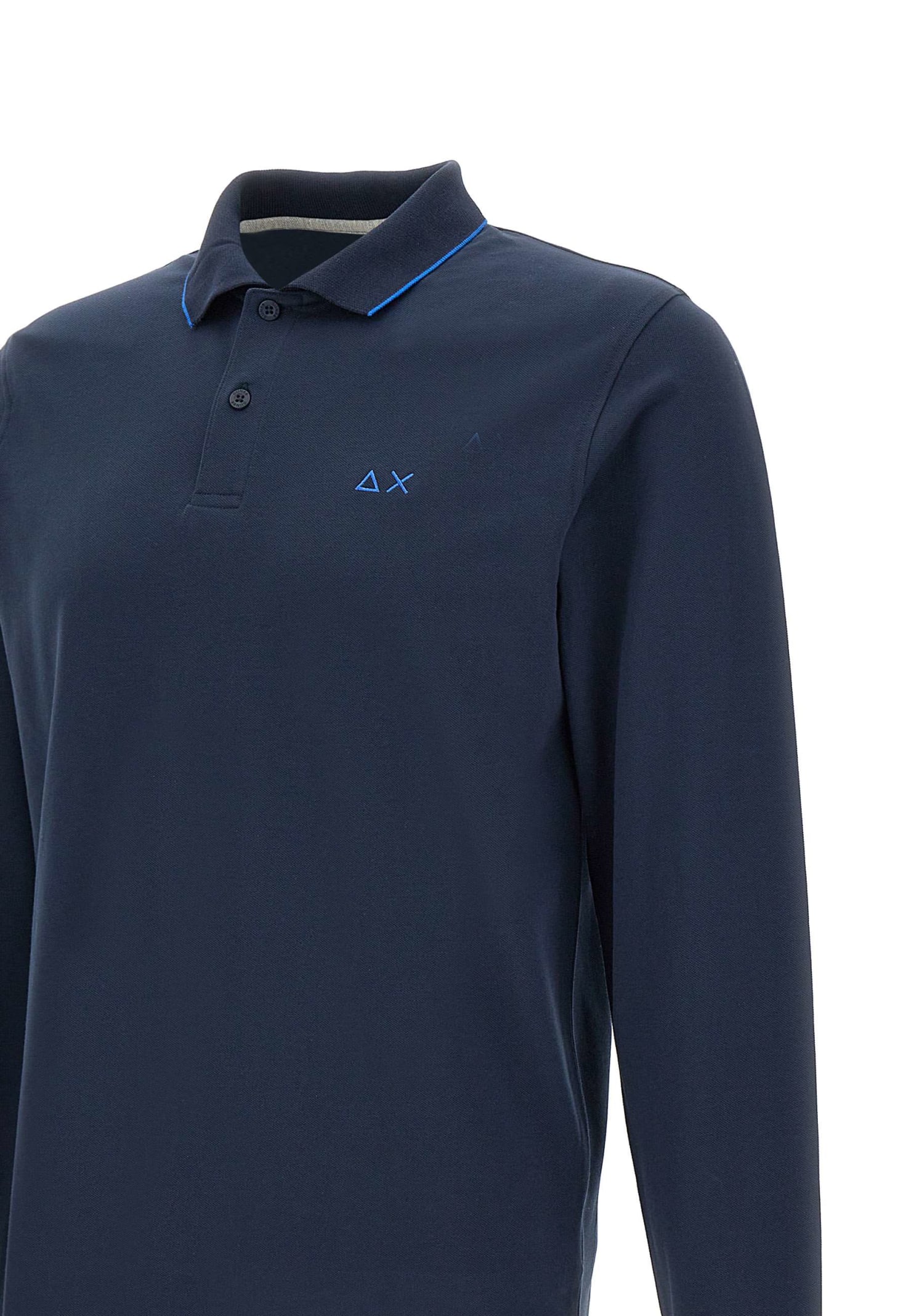 Shop Sun 68 Small Stripes Cotton Polo Shirt In Blue