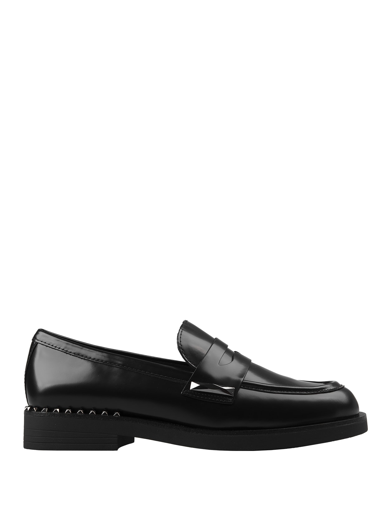 Shop Ash Whisper Studs Loafers In Black Leather