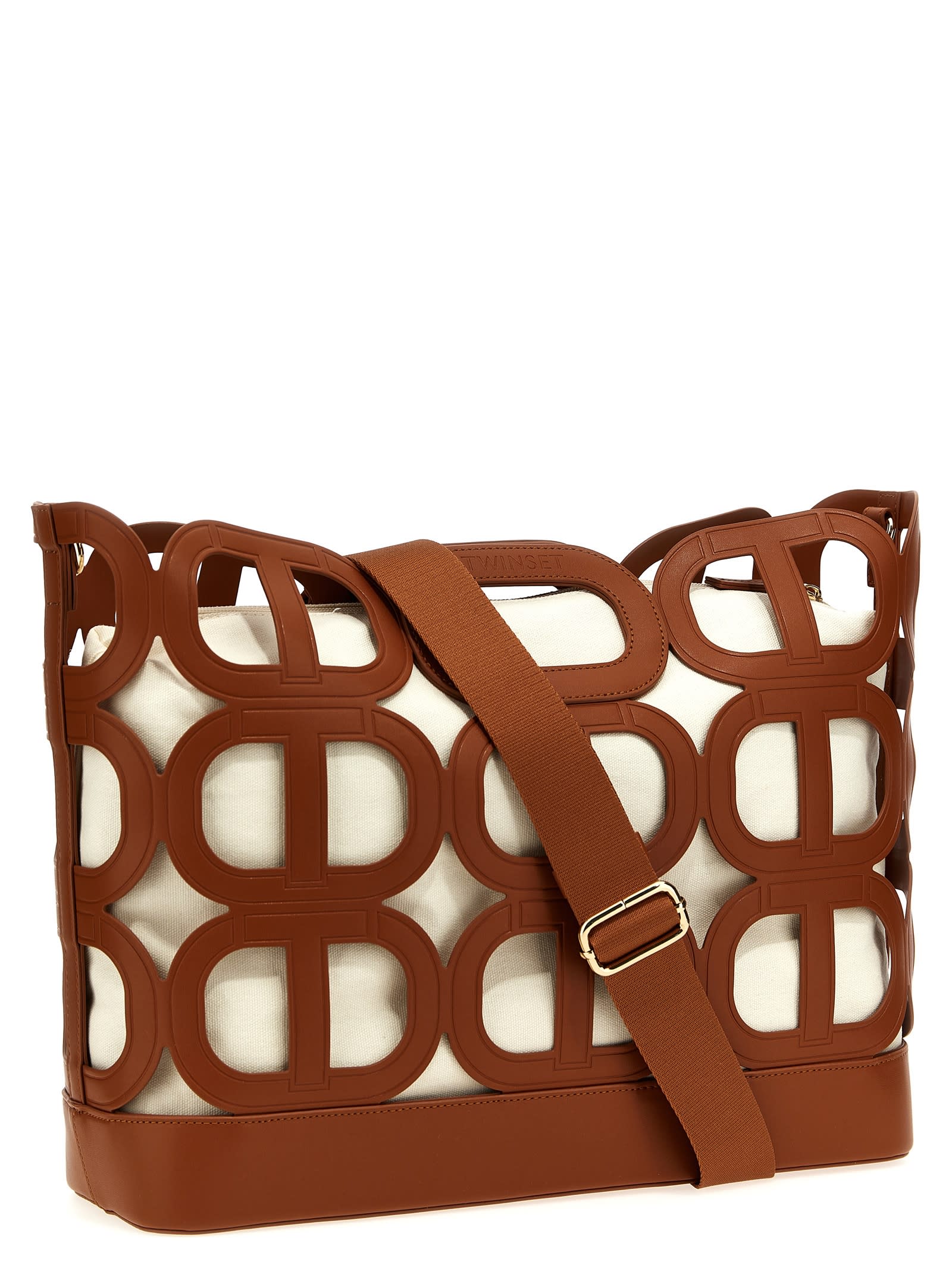 Shop Twinset Lila Shopping Bag In Brown