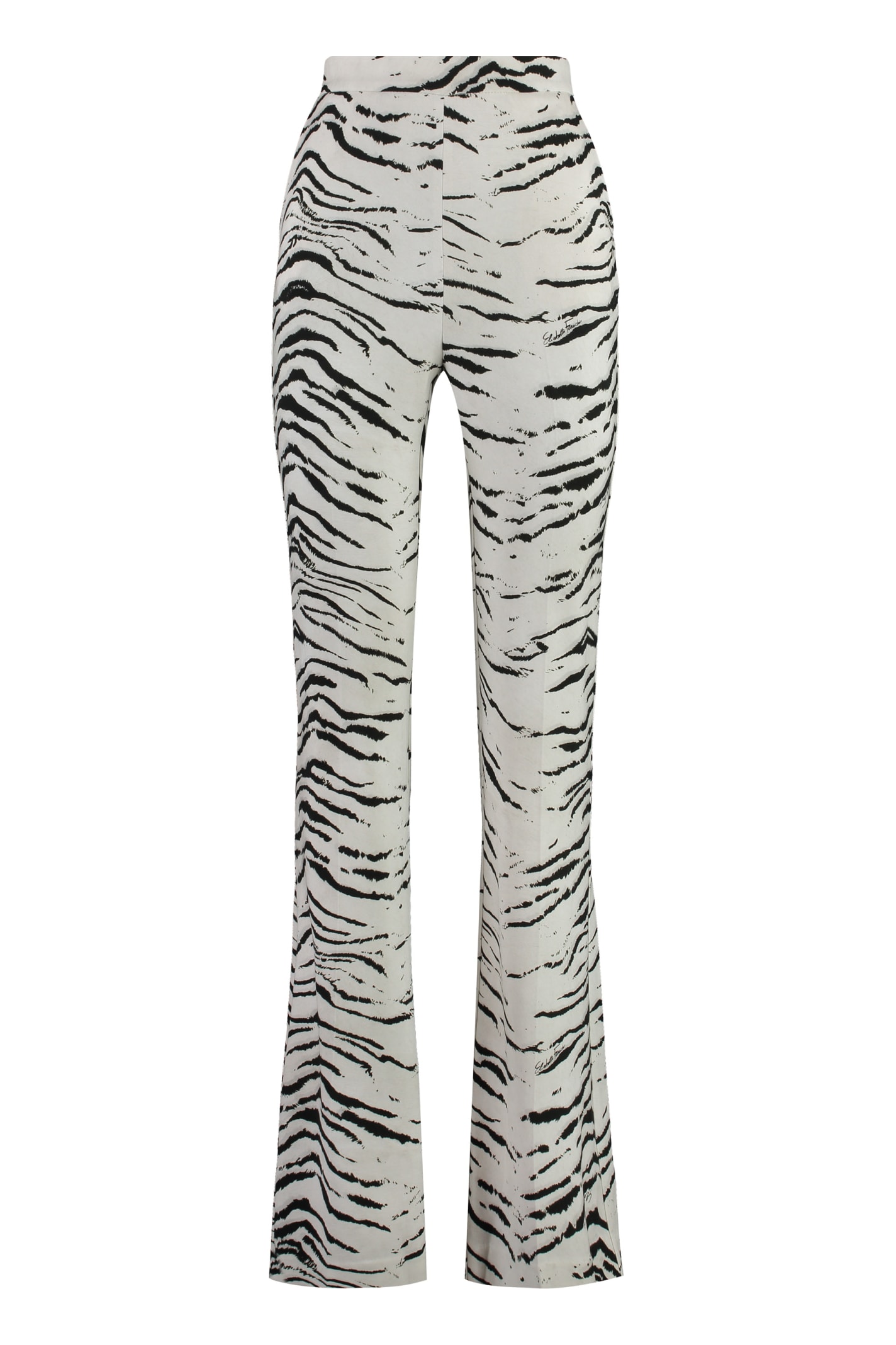 Shop Elisabetta Franchi Flared Viscose Trousers In Animalier