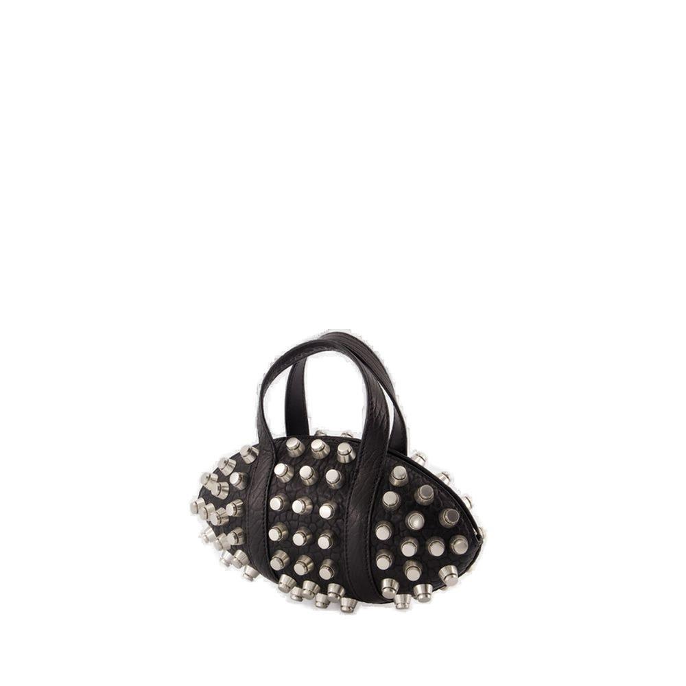 Shop Alexander Wang Kong Studded Top Handle Bag In Black