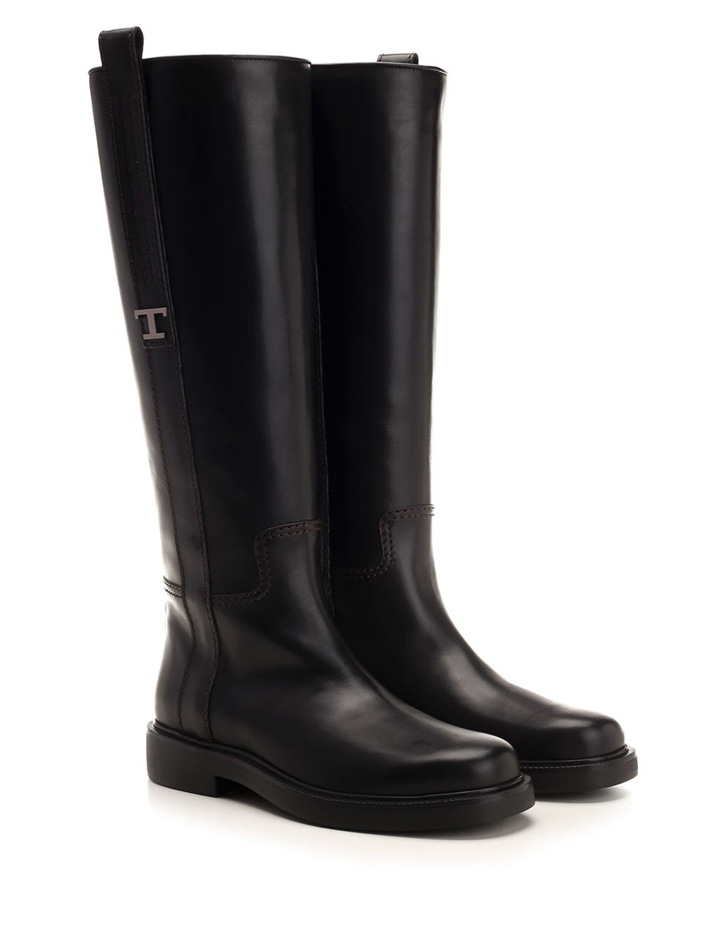 Shop Tod's T Timeless Leather Boots In Black