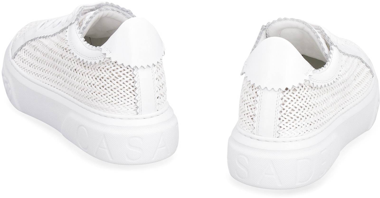 Shop Casadei Leather Chunky Sneakers In White