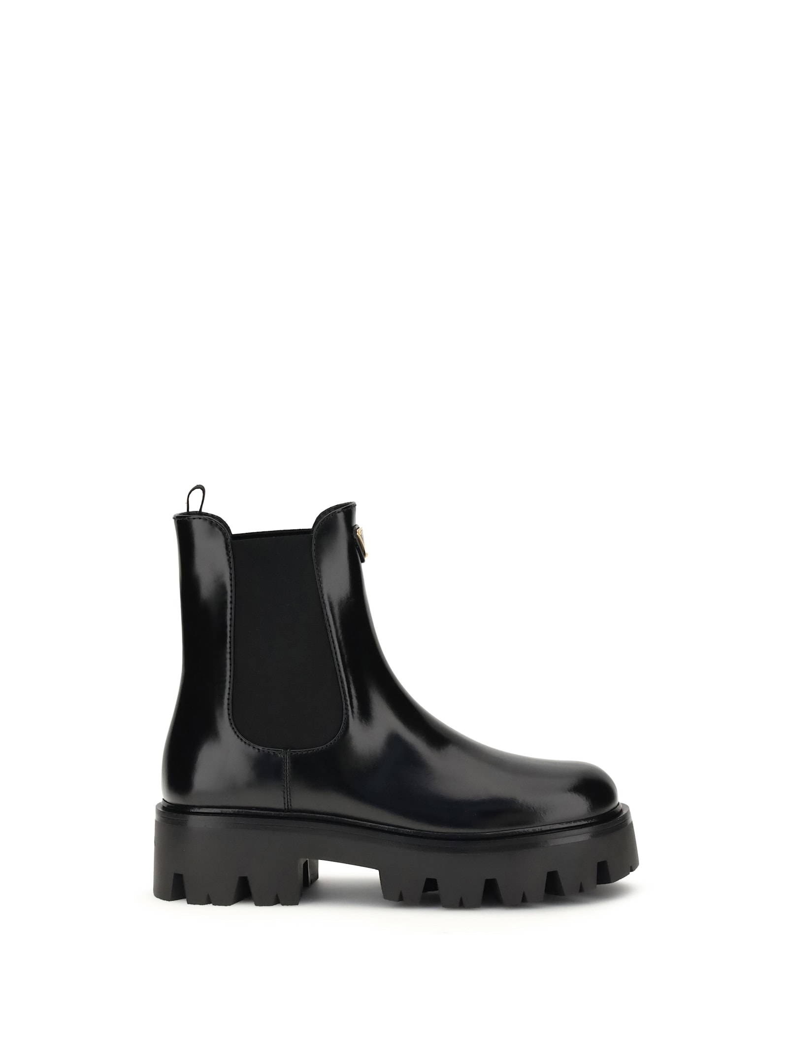 Prada Ankle Boots With Chunky Sole And Pull Tabs In Black
