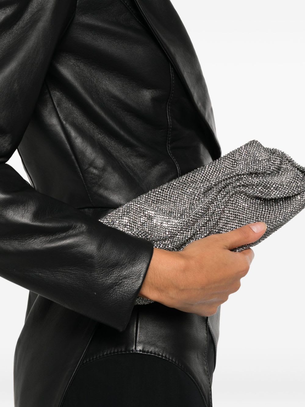 Benedetta Bruzziches Clutch With Chain Shoulder Strap In Gray