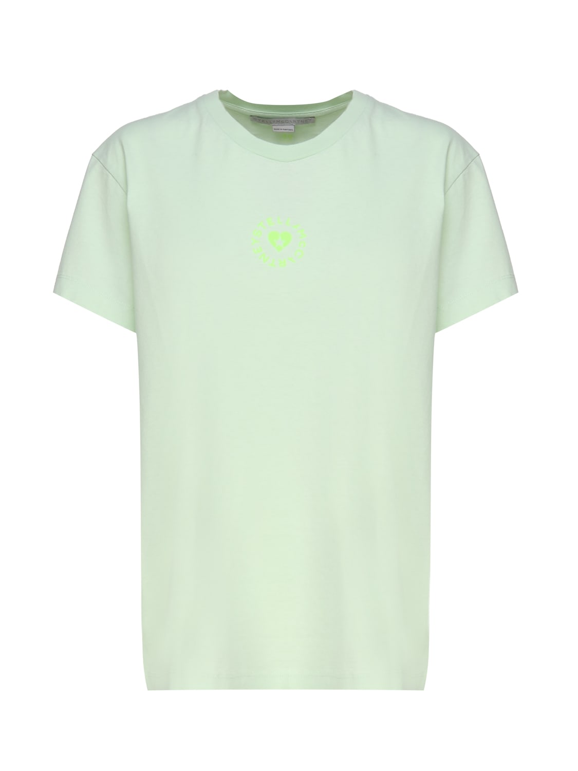 Stella Mccartney Cotton T-shirt With Circular Logo In Mint
