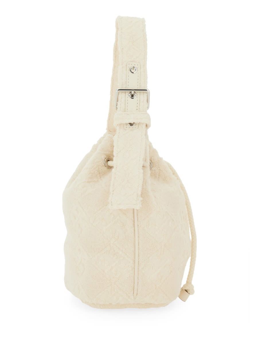 Tory Burch Oversized T Monogram Bucket Bag In White