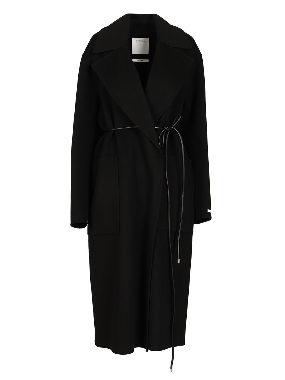 Sportmax Double Wool Dressing Gown Coat In Black