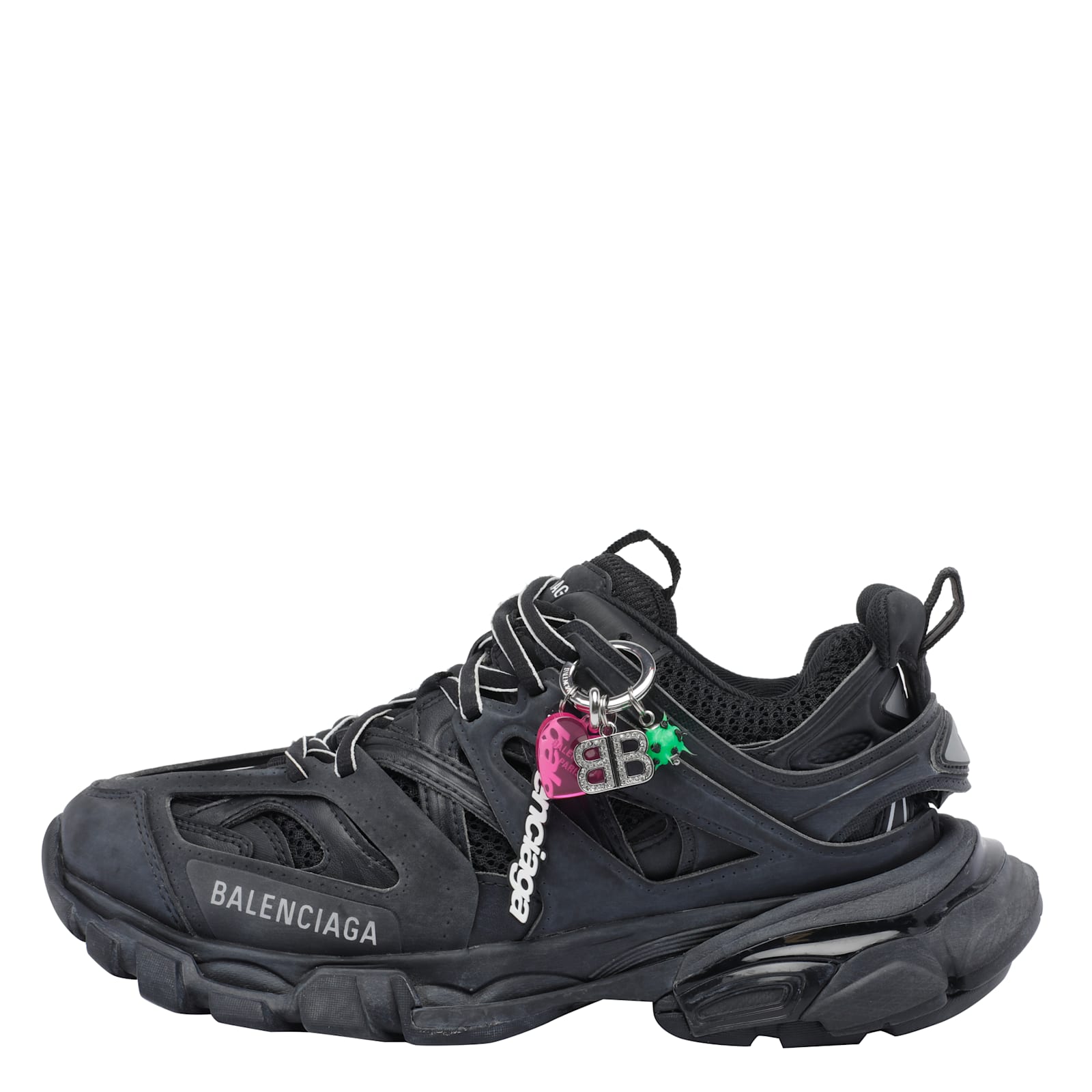 Balenciaga Black Mesh And Rubber Track Sneakers In Black