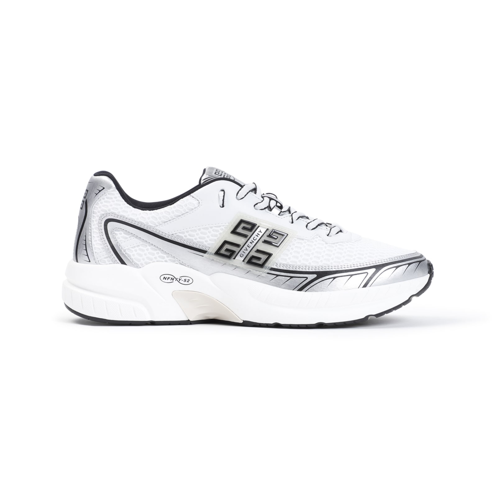 Shop Givenchy Nfnty-52 Low Top Runners Sneakers In White Silvery