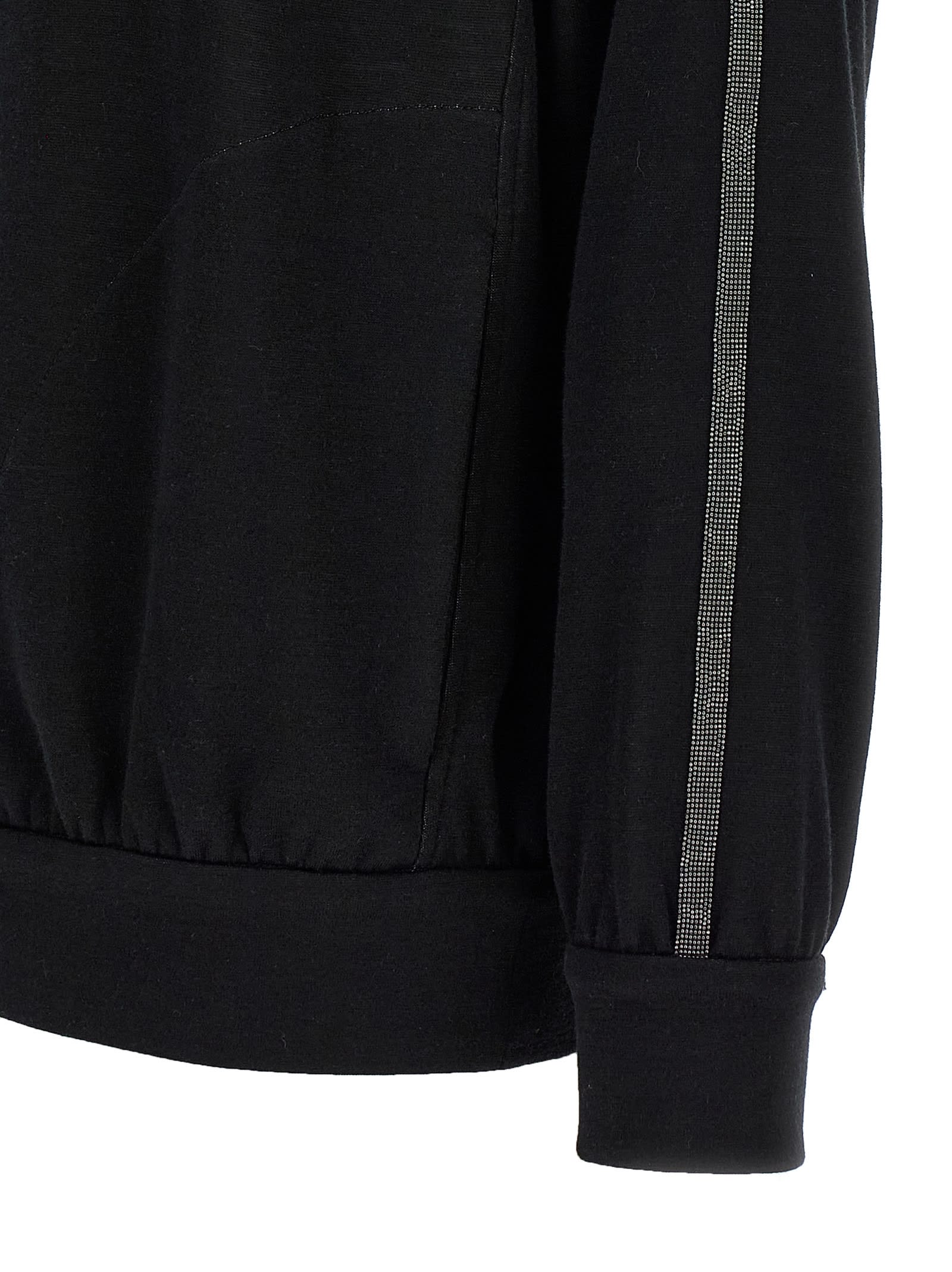 Brunello Cucinelli Shiny Trims Hoodie In Black