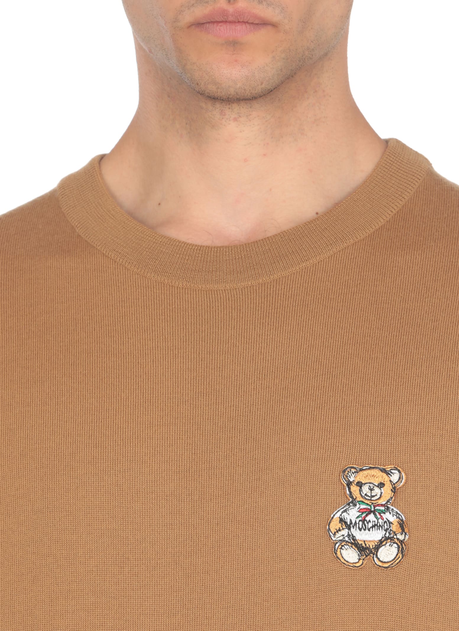 Shop Moschino Teddy Bear Sweater In Brown