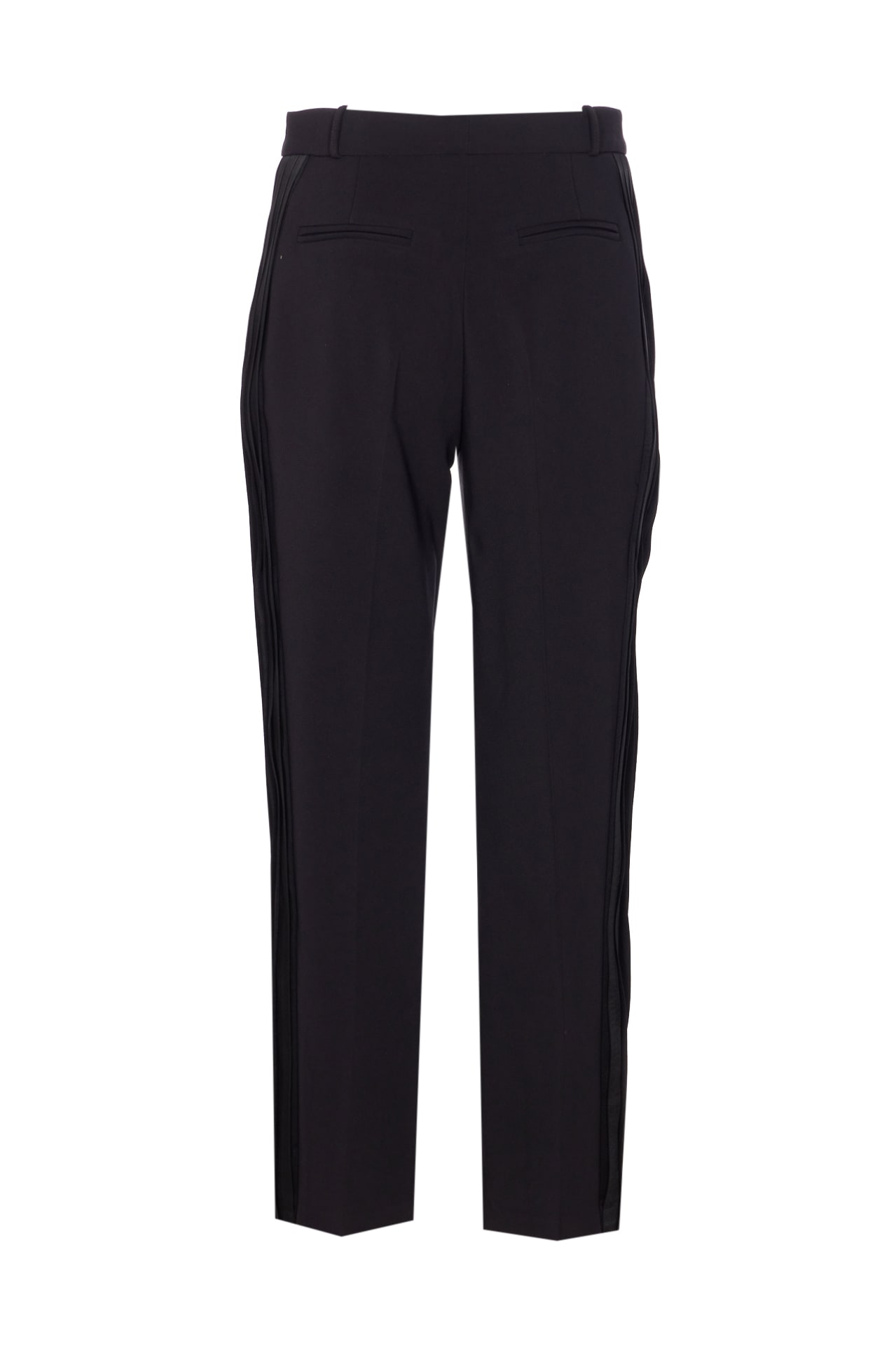 Elisabetta Franchi Light Crepe Trousers With Tuxedo Detail In Black