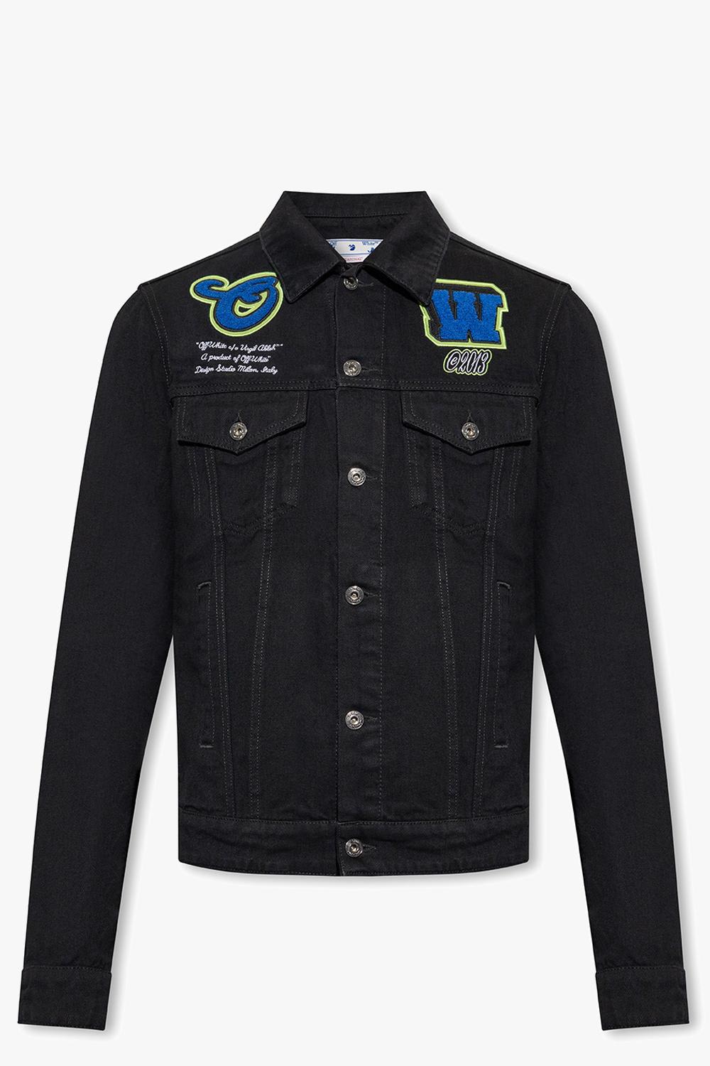 Off-white Vars Patch Denim Skinny Jacket In Black Blue