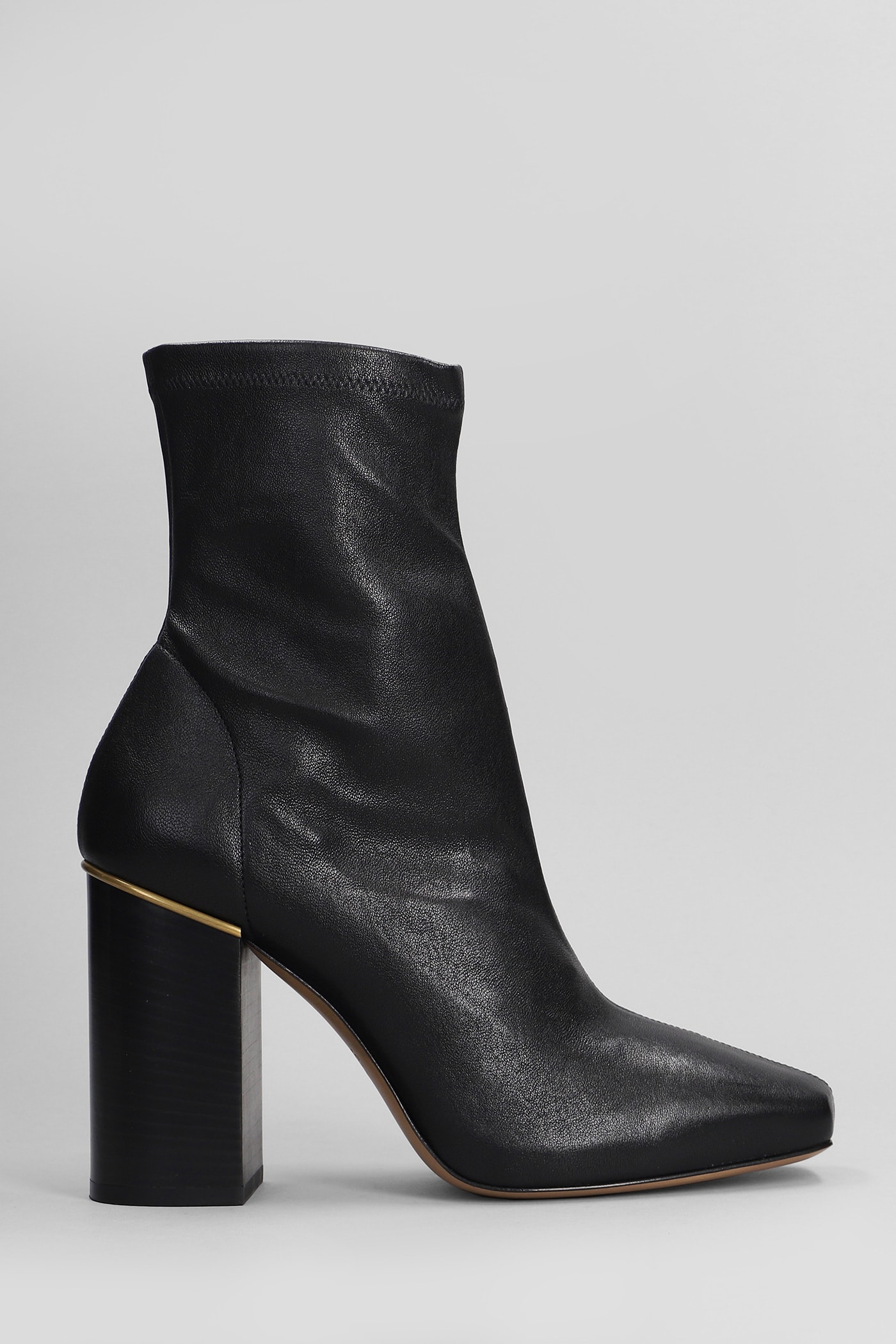 Shop Chloé Ambre High Heels Ankle Boots In Black Leather