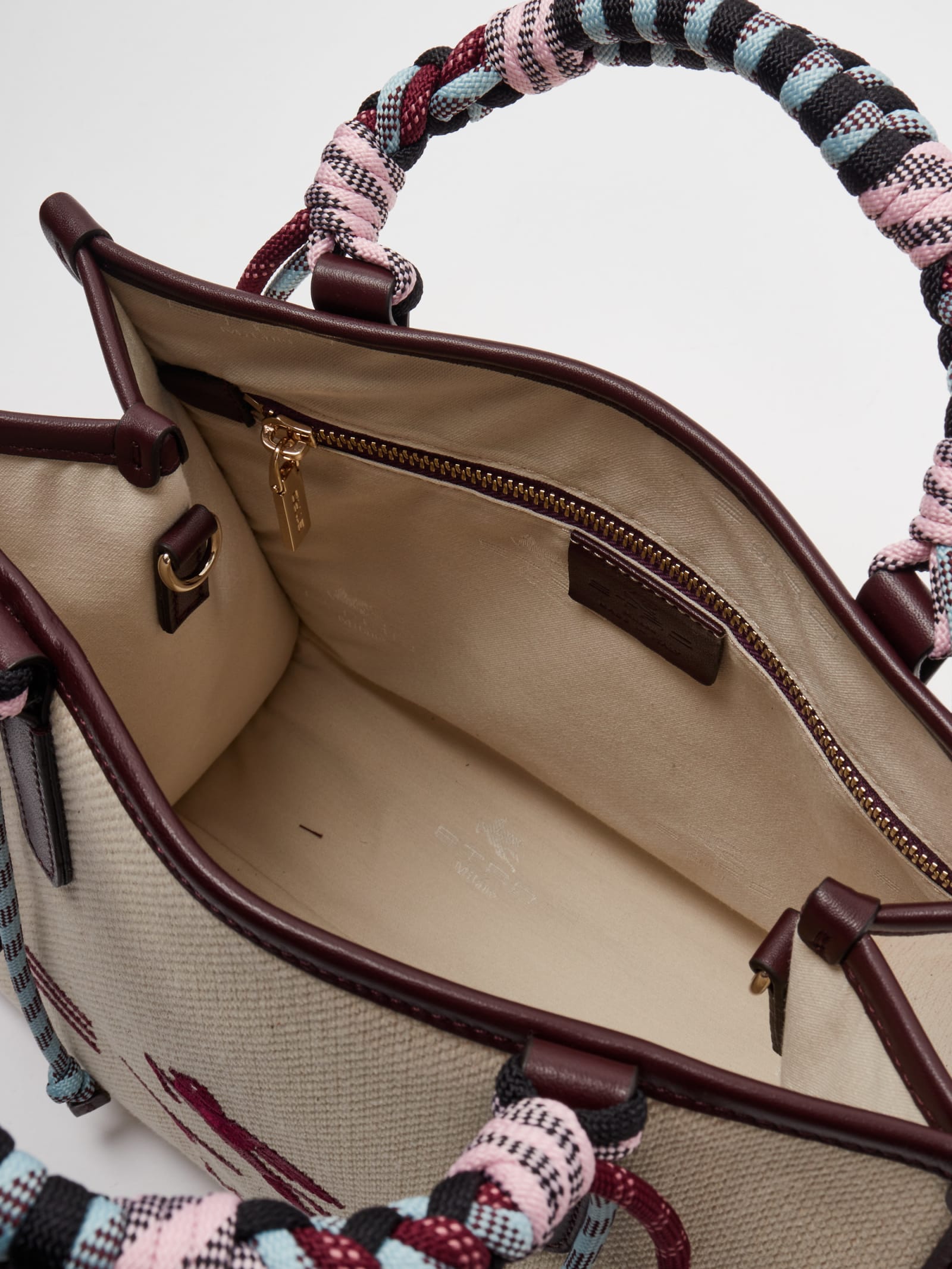 Etro Tote Bag With Embroidery In Nude & Neutrals